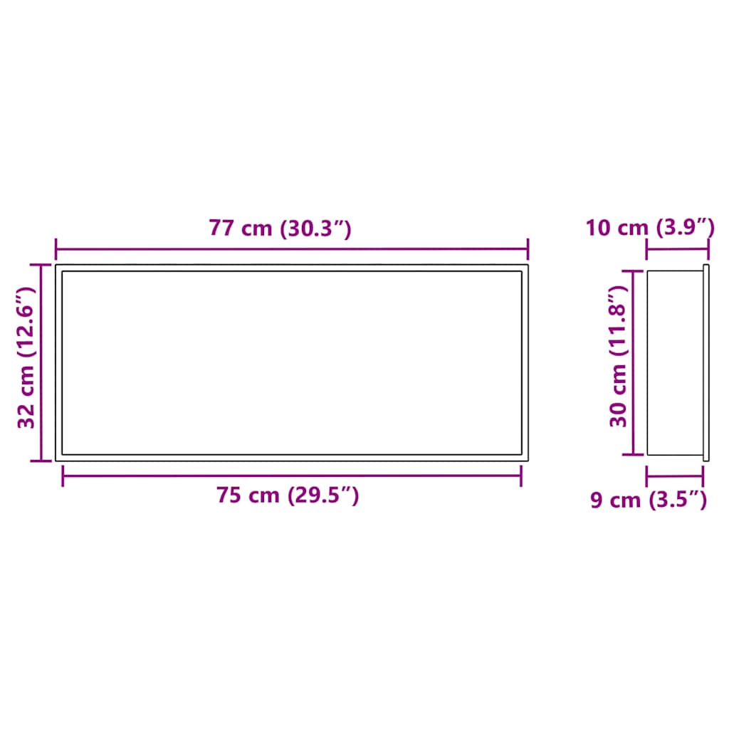 Ničica za tuš Bijelo 75 x 30 x 9,5 cm Nehrđajući čelik