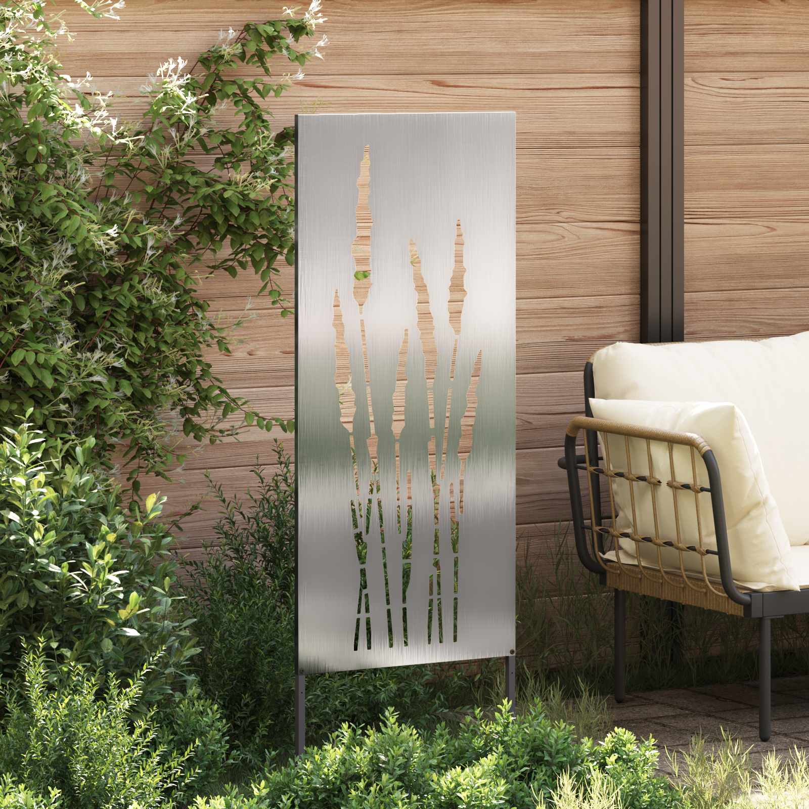 Privatnost u vrtu Cvjetni Srebrno 50 x 140 cm Nehrđajući čelik