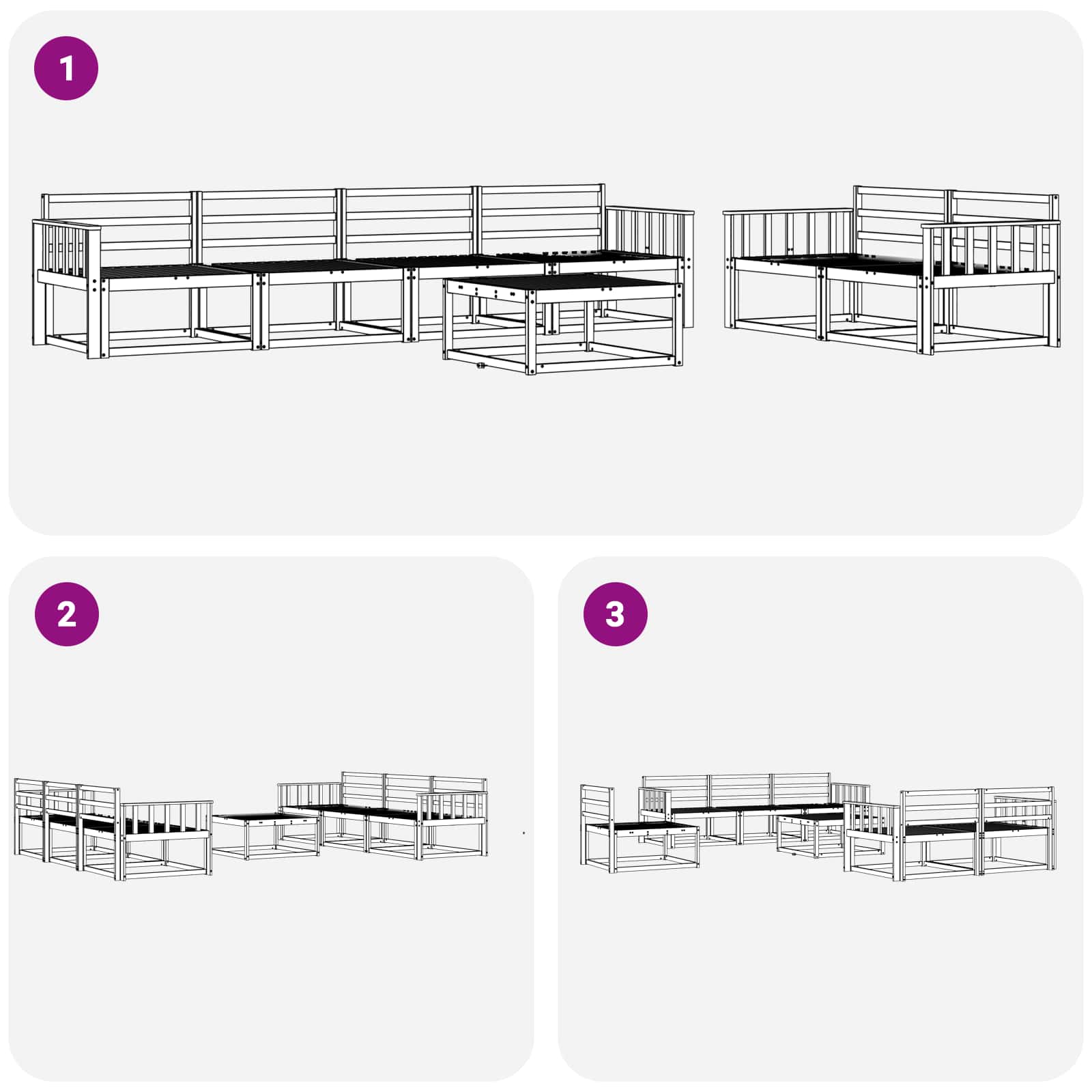 Set vanjskih sofa 7 pcs Bijela