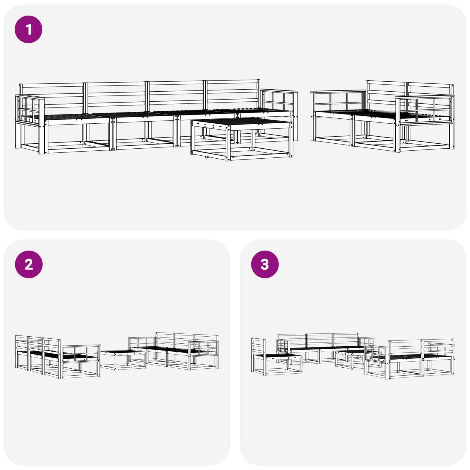 Set vanjskih sofa 7 pcs Bijela