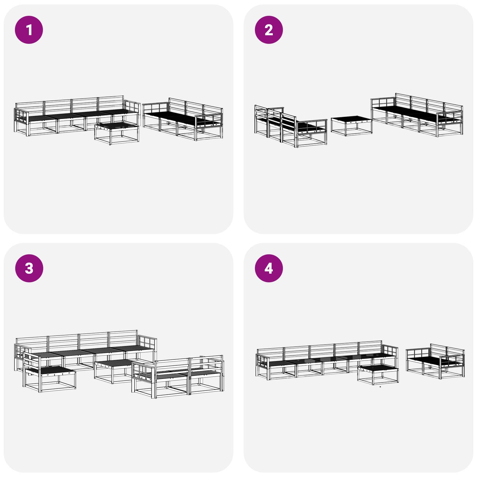 Set vanjskih sofa 8 pcs Bijela