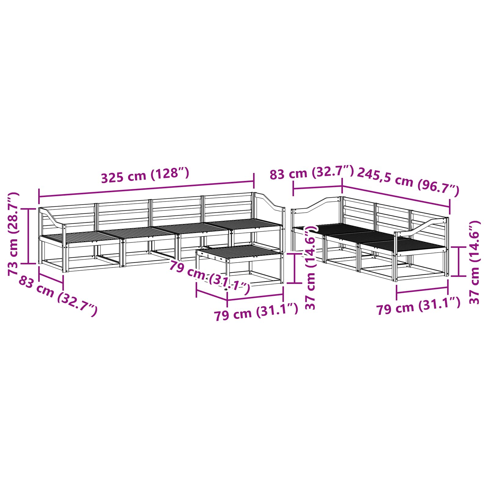 Set vanjskih sofa 8 pcs Bijela
