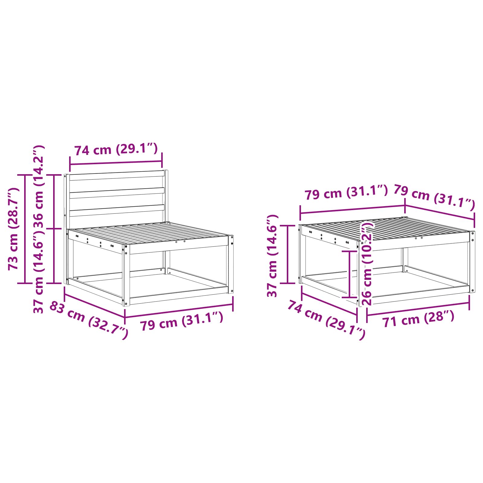 Set vanjskih sofa 8 pcs Bijela