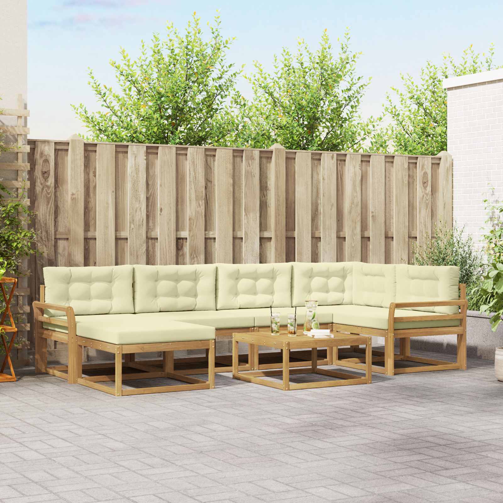 Set vanjskih sofa 7 pcs Bijela i krem