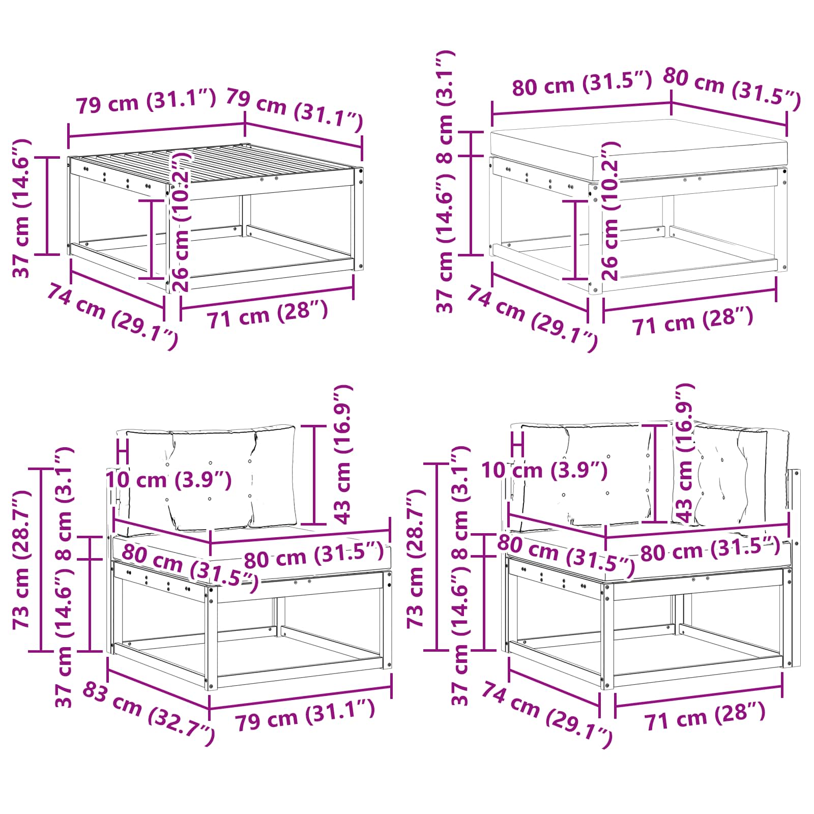 Set vanjskih sofa 7 pcs Bijela i antracit