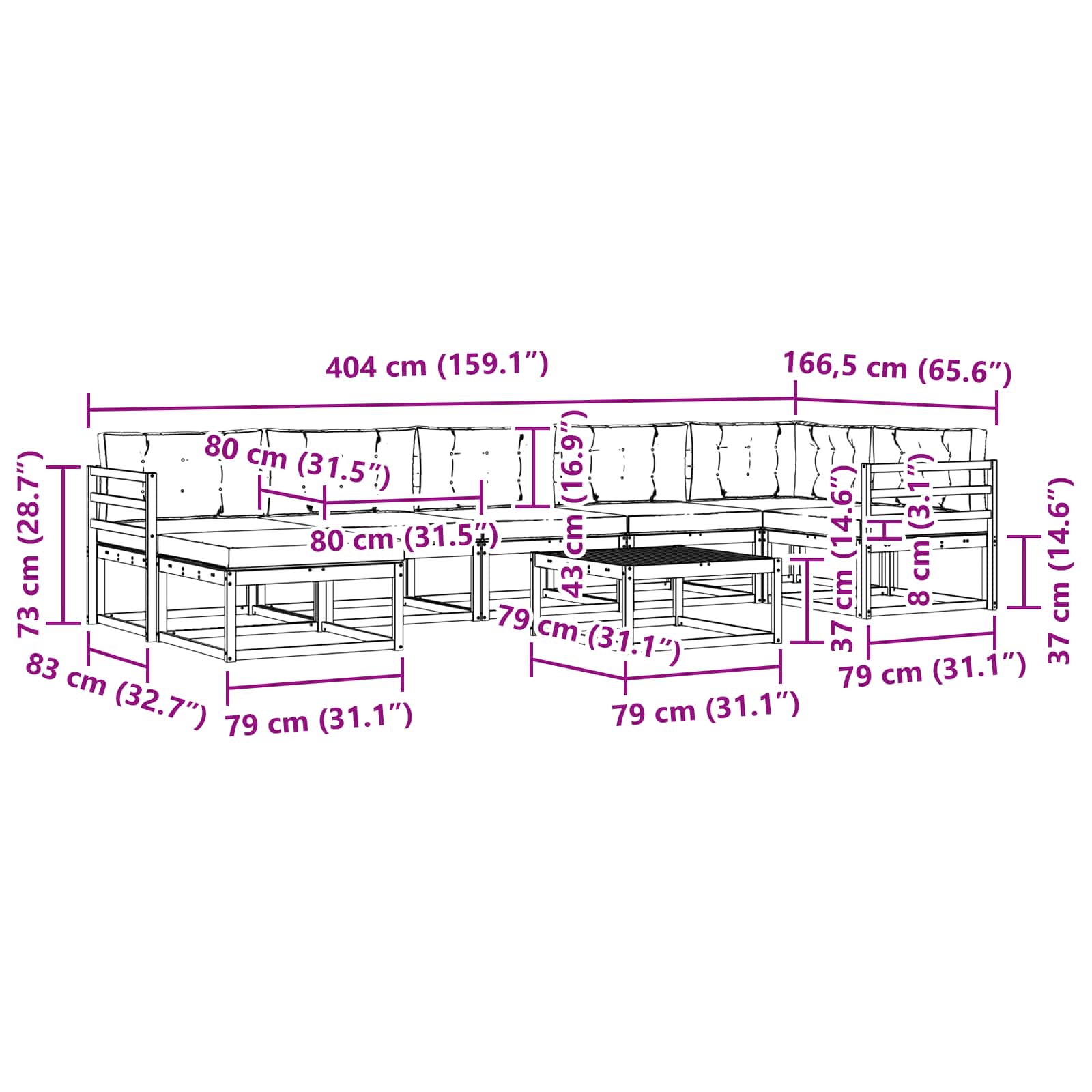 Set vanjskih sofa 8 pcs Bijela i antracit