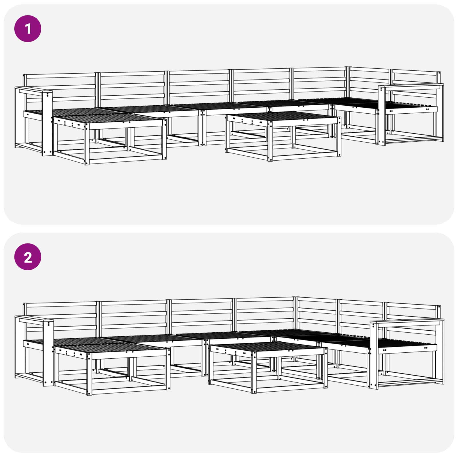 Set vanjskih sofa 8 pcs Bijela Čvrsto drvo akacije