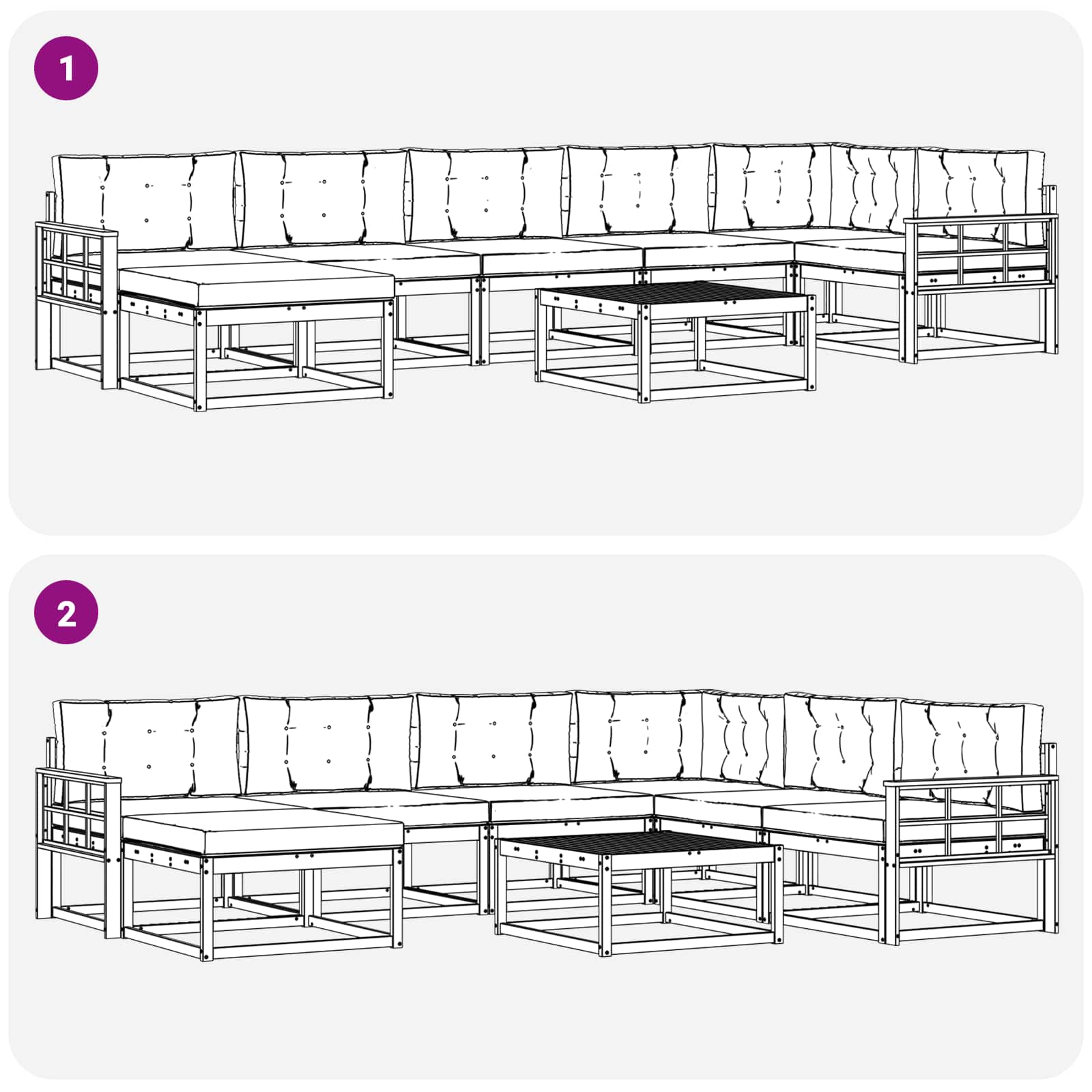 Set vanjskih sofa 8 pcs Bijela i antracit
