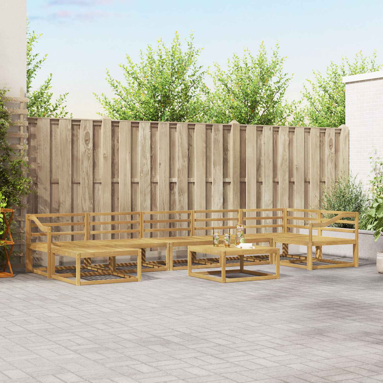 Set vanjskih sofa 8 pcs Bijela Čvrsto drvo akacije