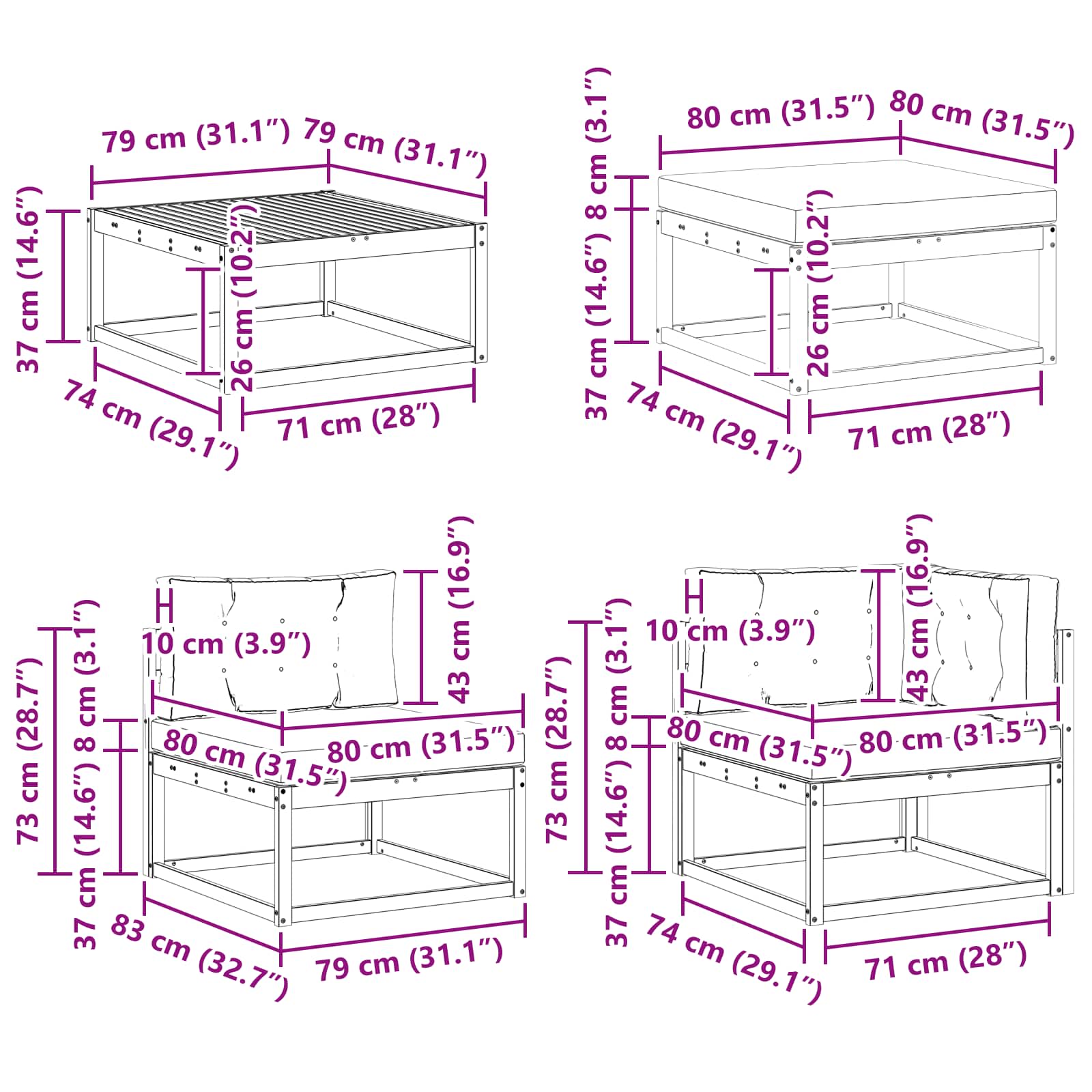 Set vanjskih sofa 8 pcs Bijela i antracit