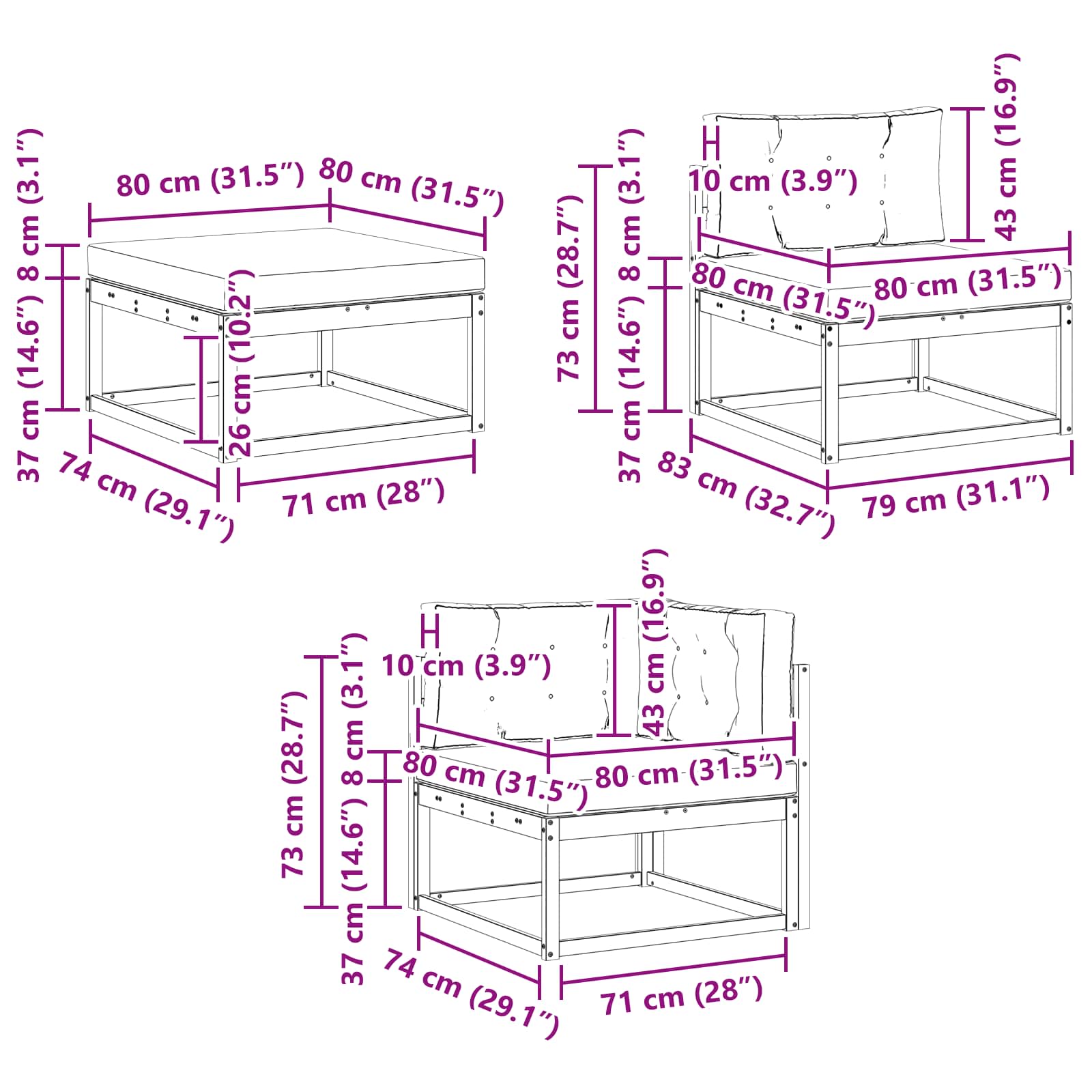 Set vanjskih sofa 8 pcs Bijela i antracit
