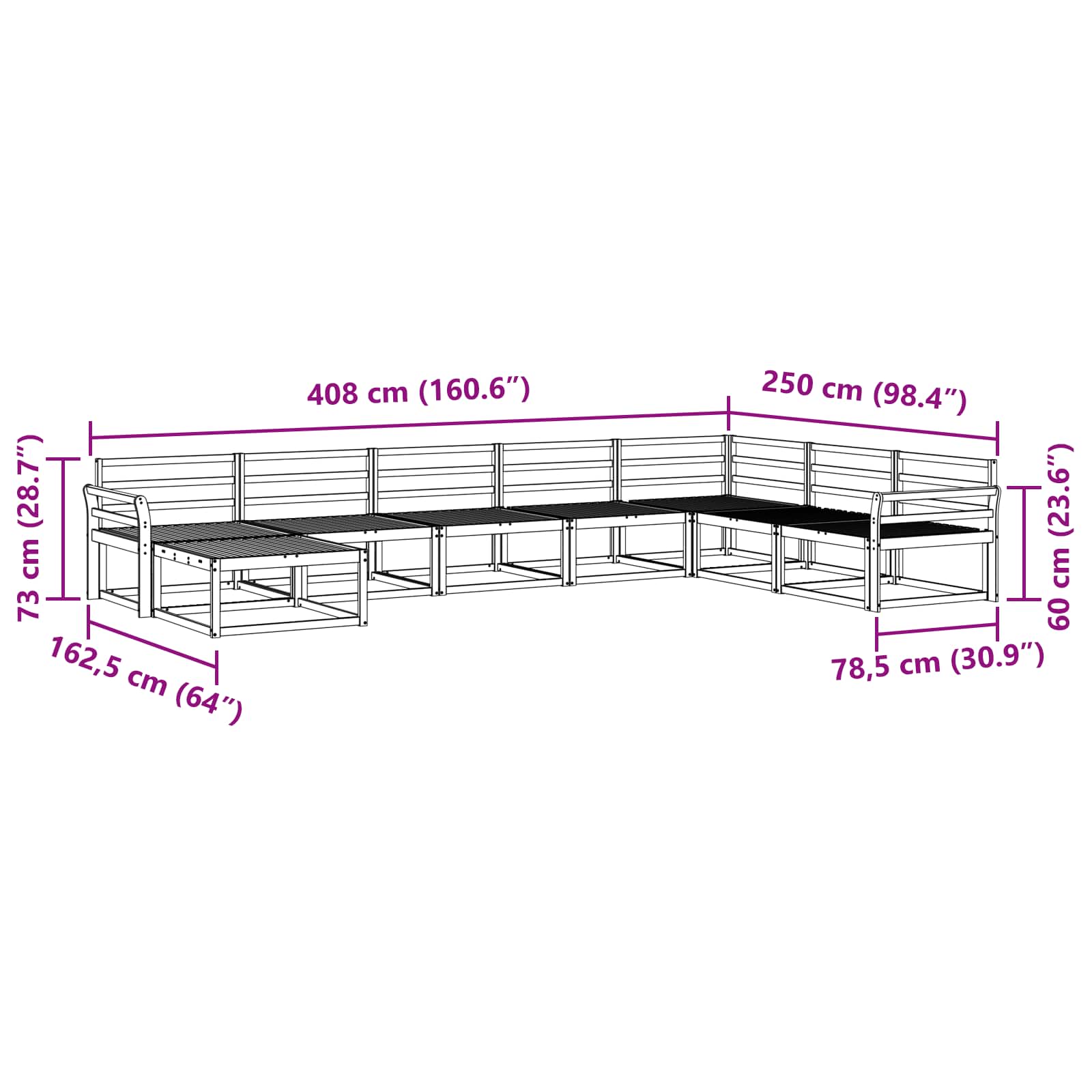 Set vanjskih sofa 8 pcs Bijela Čvrsto drvo akacije