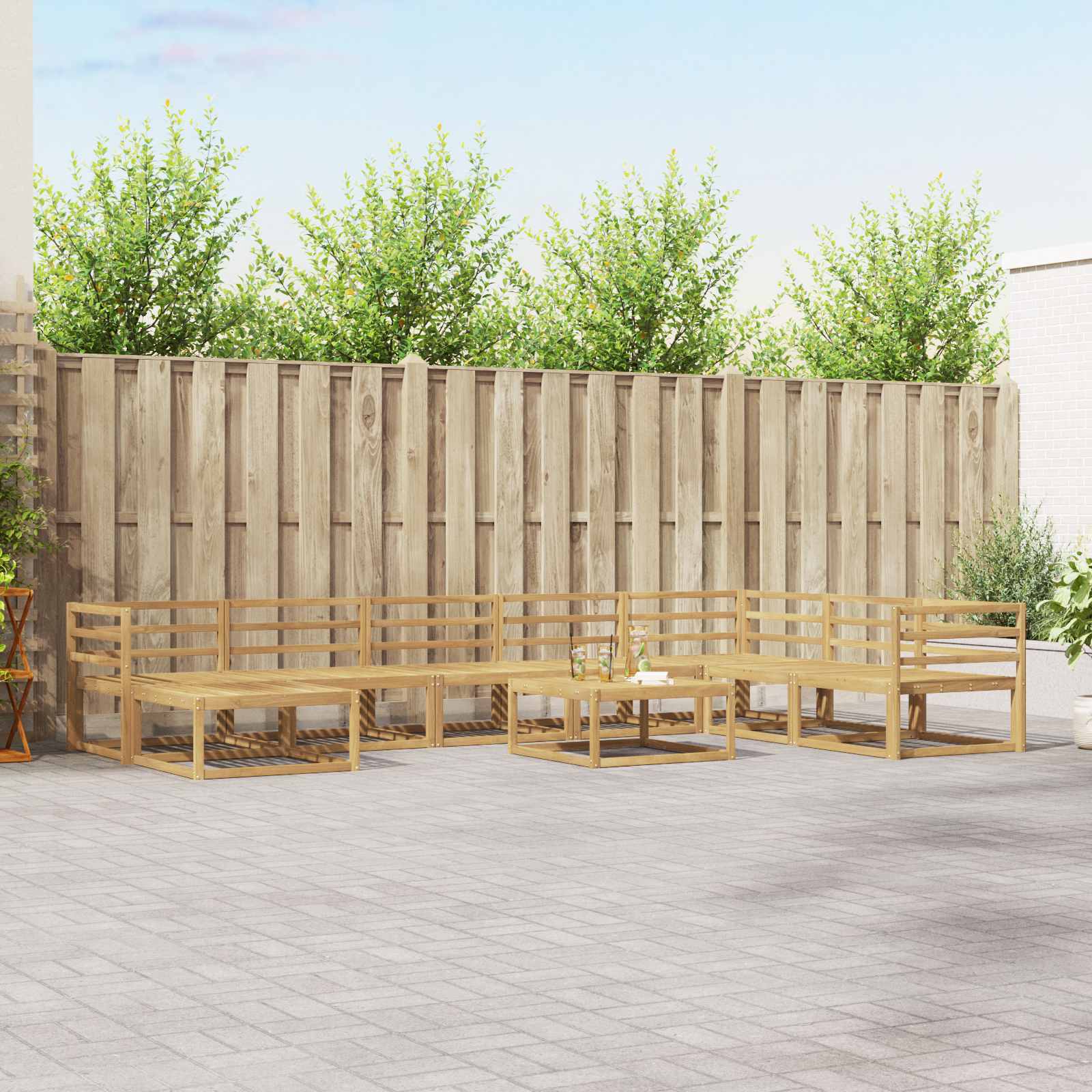 Set vanjskih sofa 9 pcs Bijela Čvrsto drvo akacije