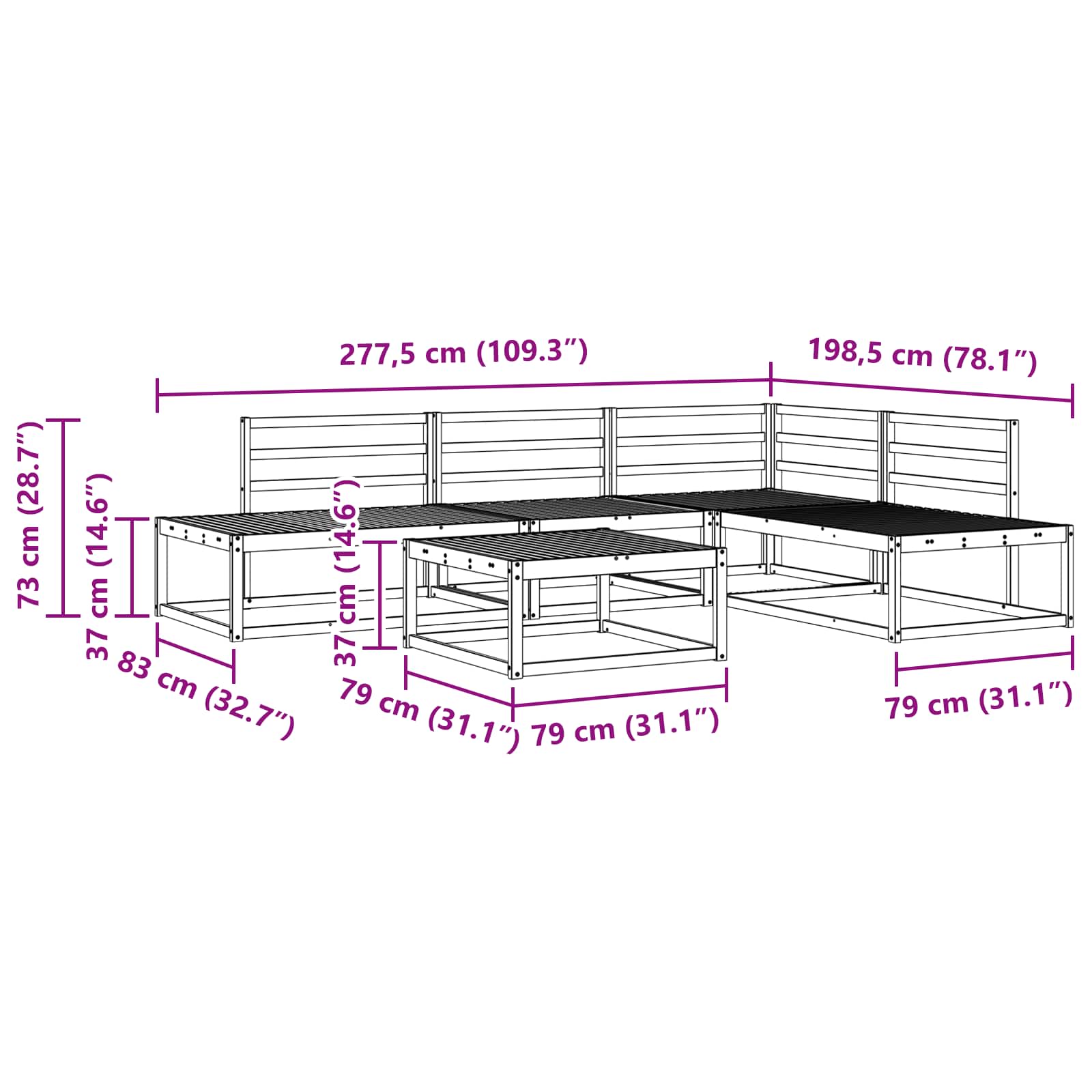 Set vanjskih sofa 5 Komad