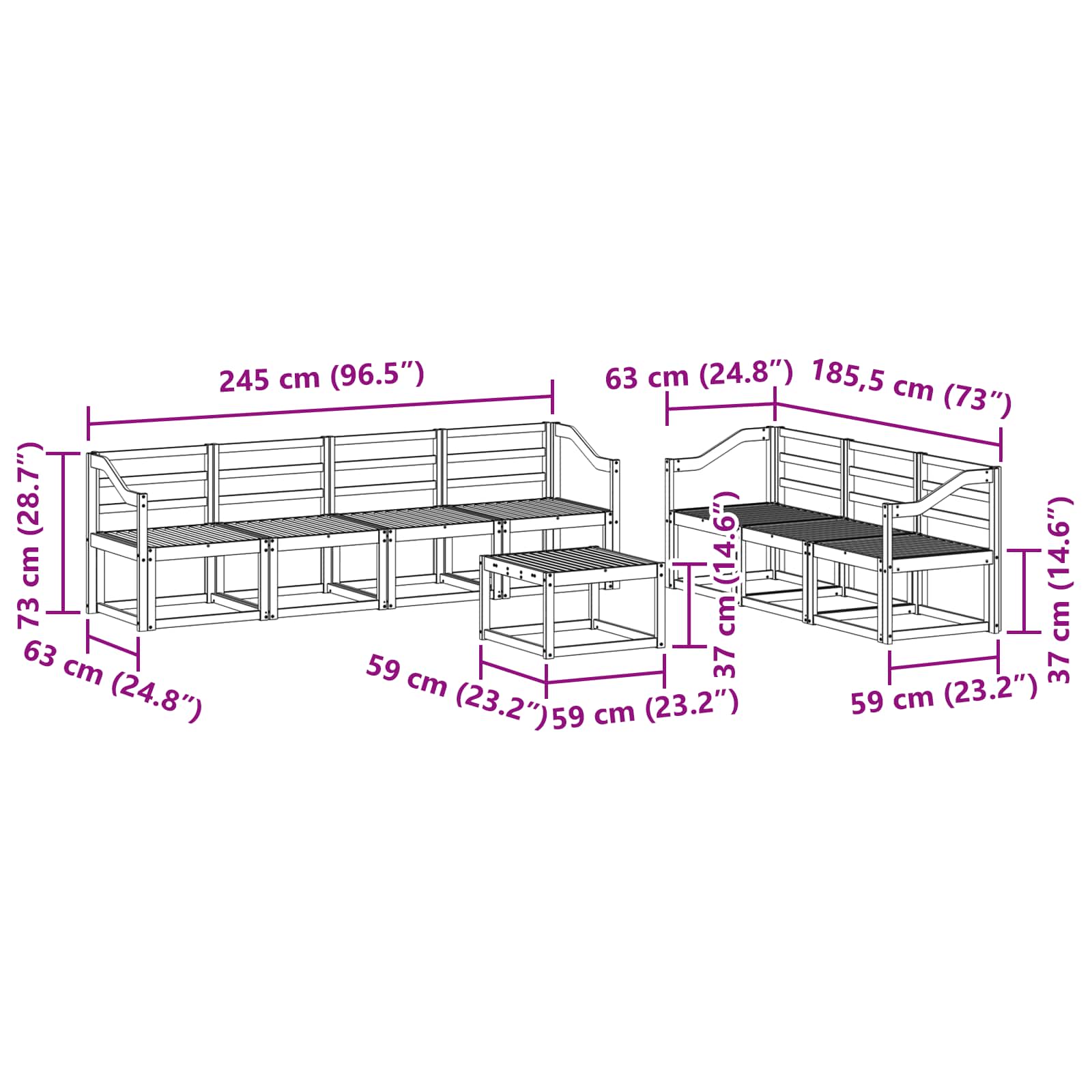 Set vanjskih sofa 8 pcs Bijela 59 x 59 x 37 cm