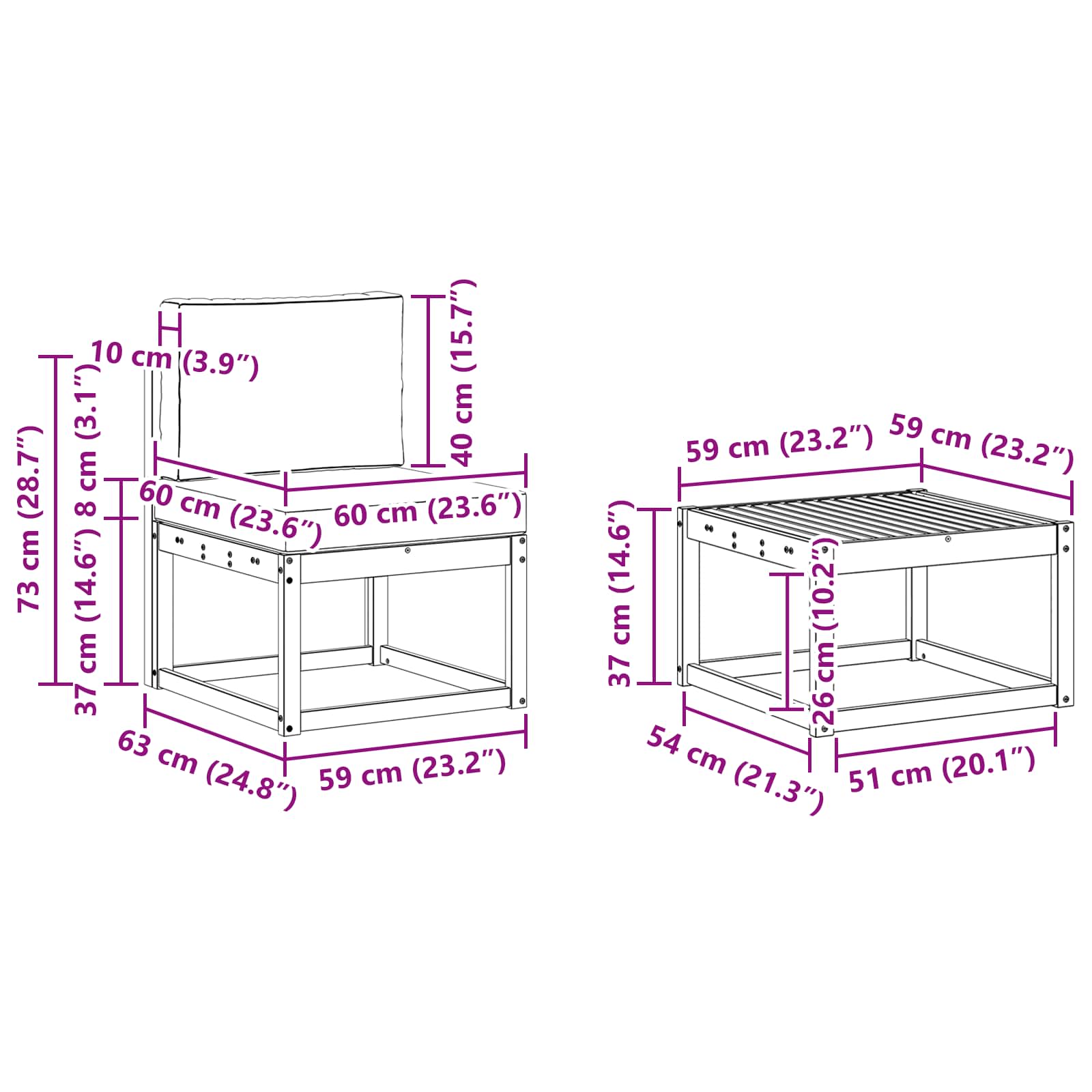 Set vanjskih sofa 7 pcs