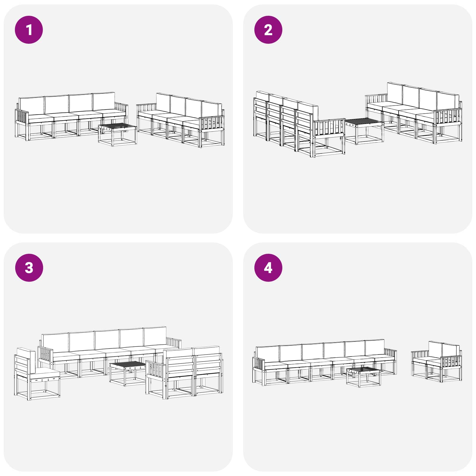 Set vanjskih sofa 9 pcs Bijela i svjetlosiva Poliester
