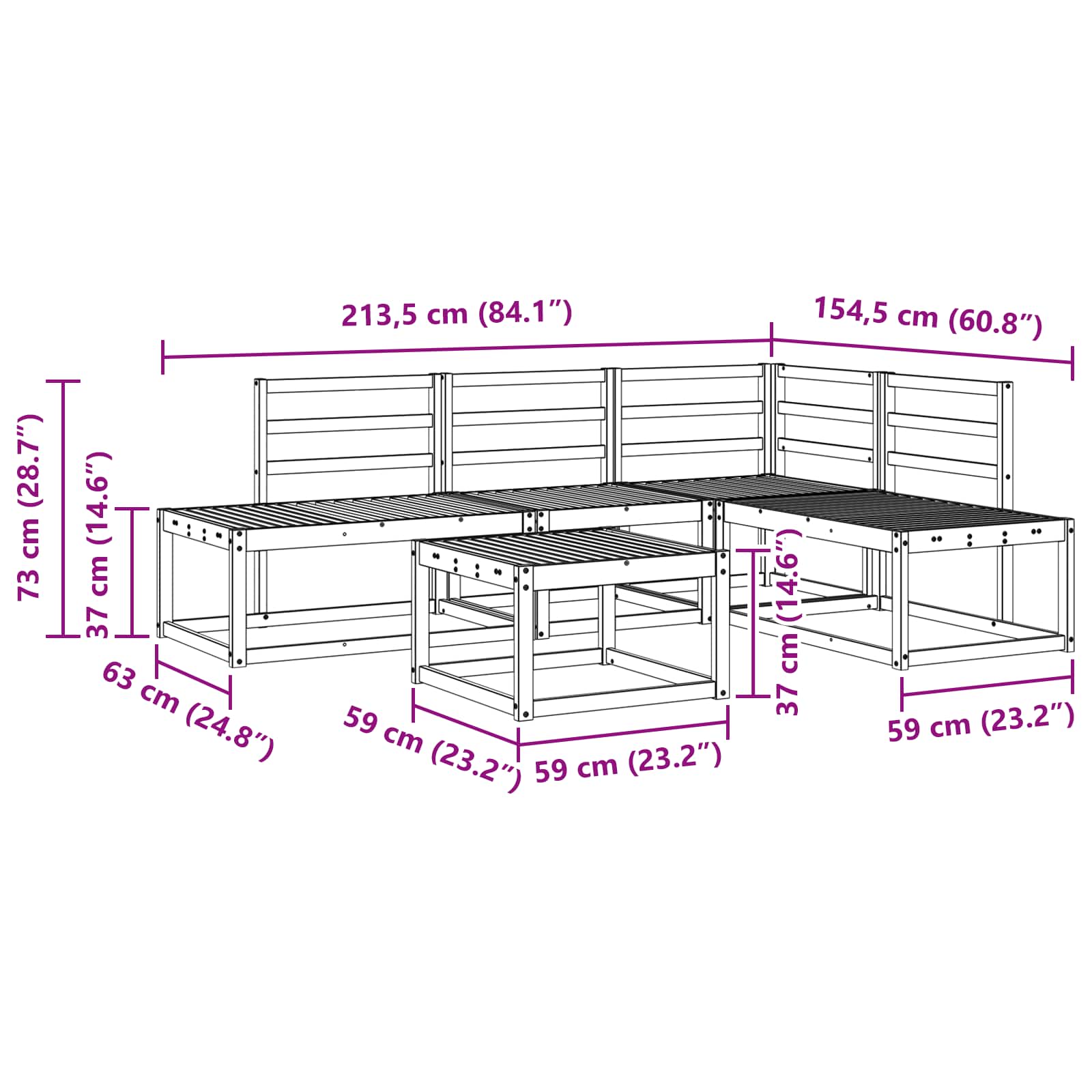 Set vanjskih sofa 5 Komad Bijela