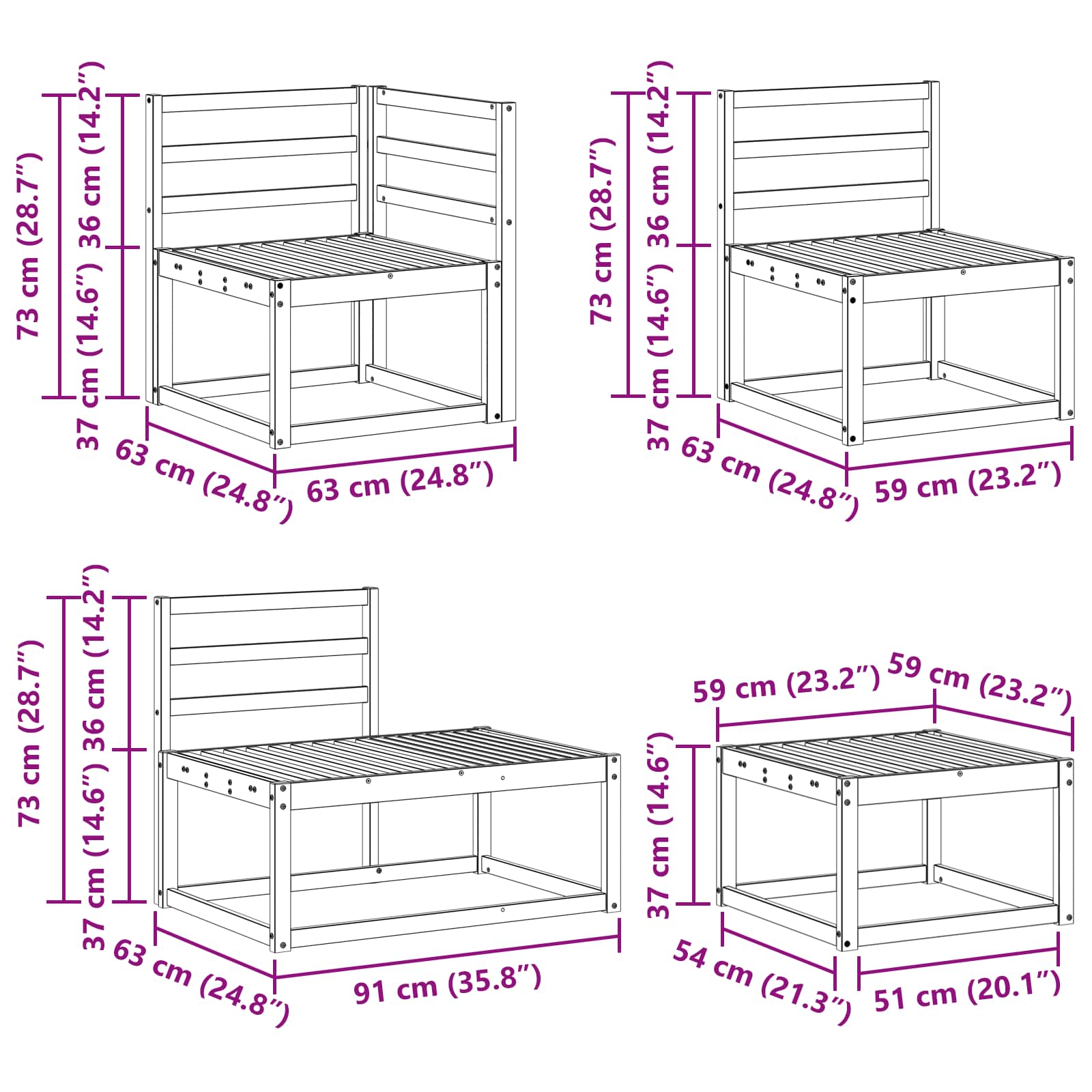 Set vanjskih sofa 5 Komad Bijela