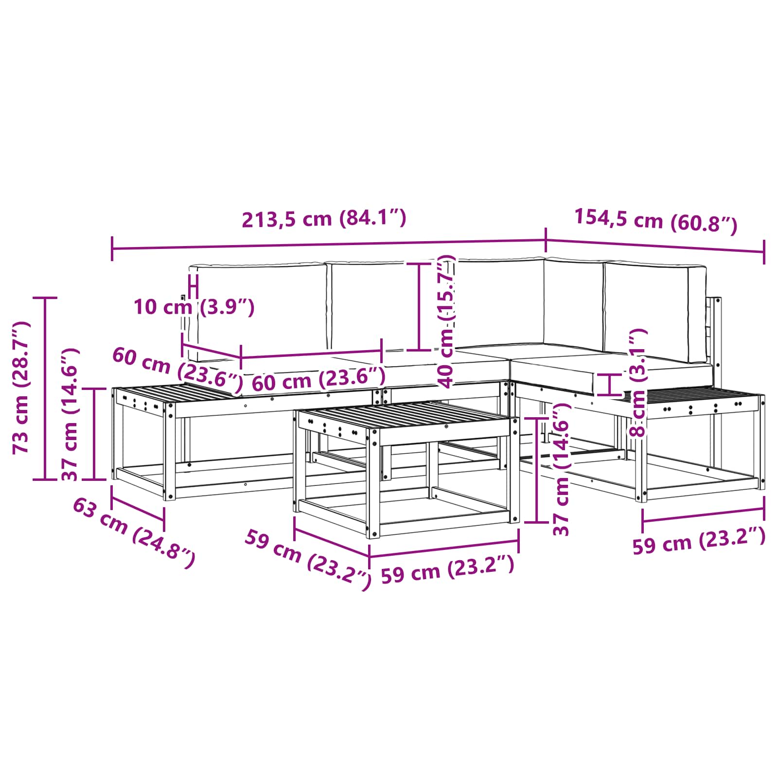 Set vanjskih sofa 4 Komad Bijela i antracit Poliester