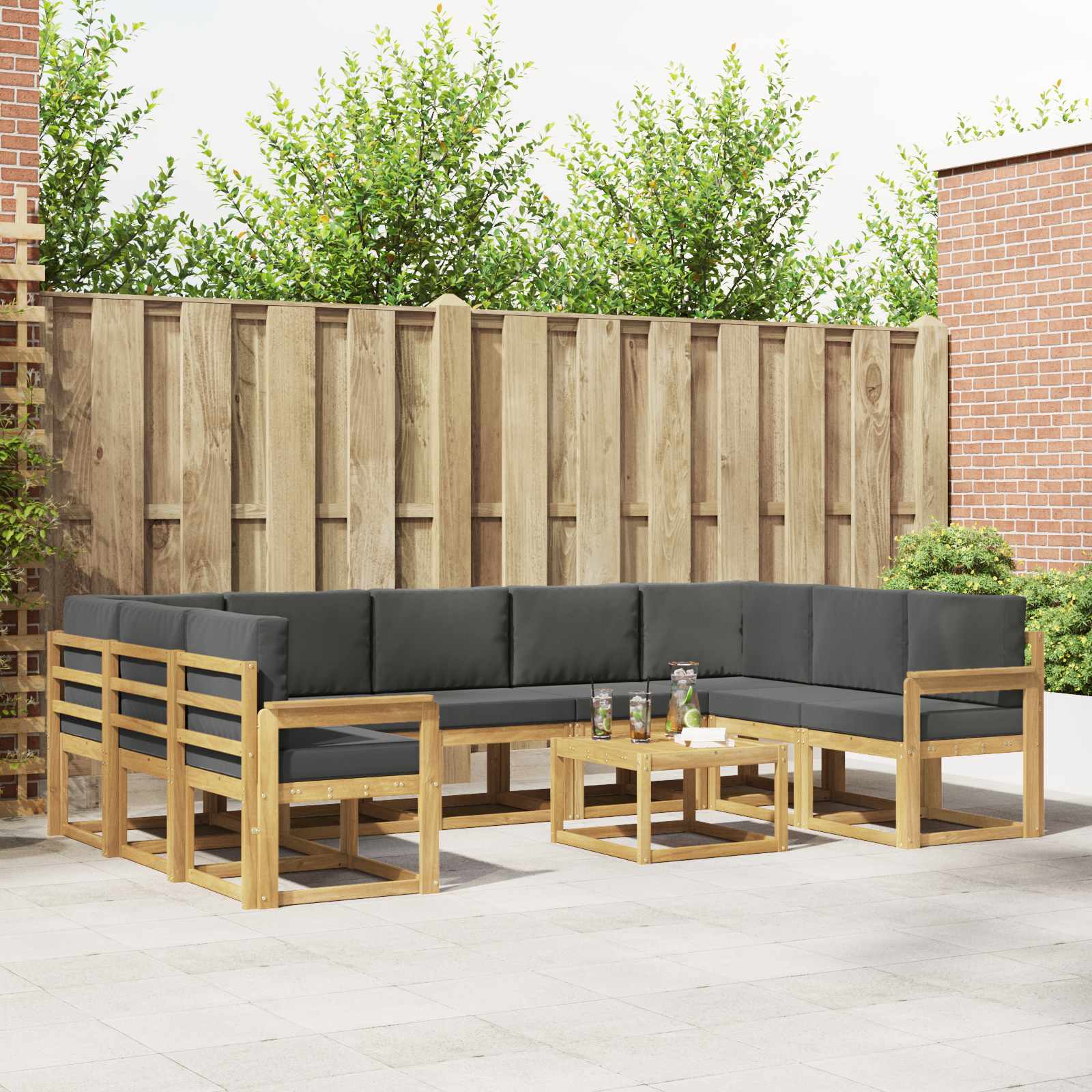 Set vanjskih sofa 10 pcs Bijela i antracit 59 x 59 x 37 cm