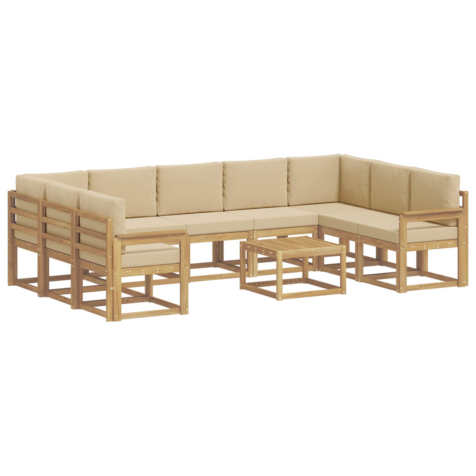 Set vanjskih sofa 10 pcs Bijela i bež 59 x 59 x 37 cm Poliester