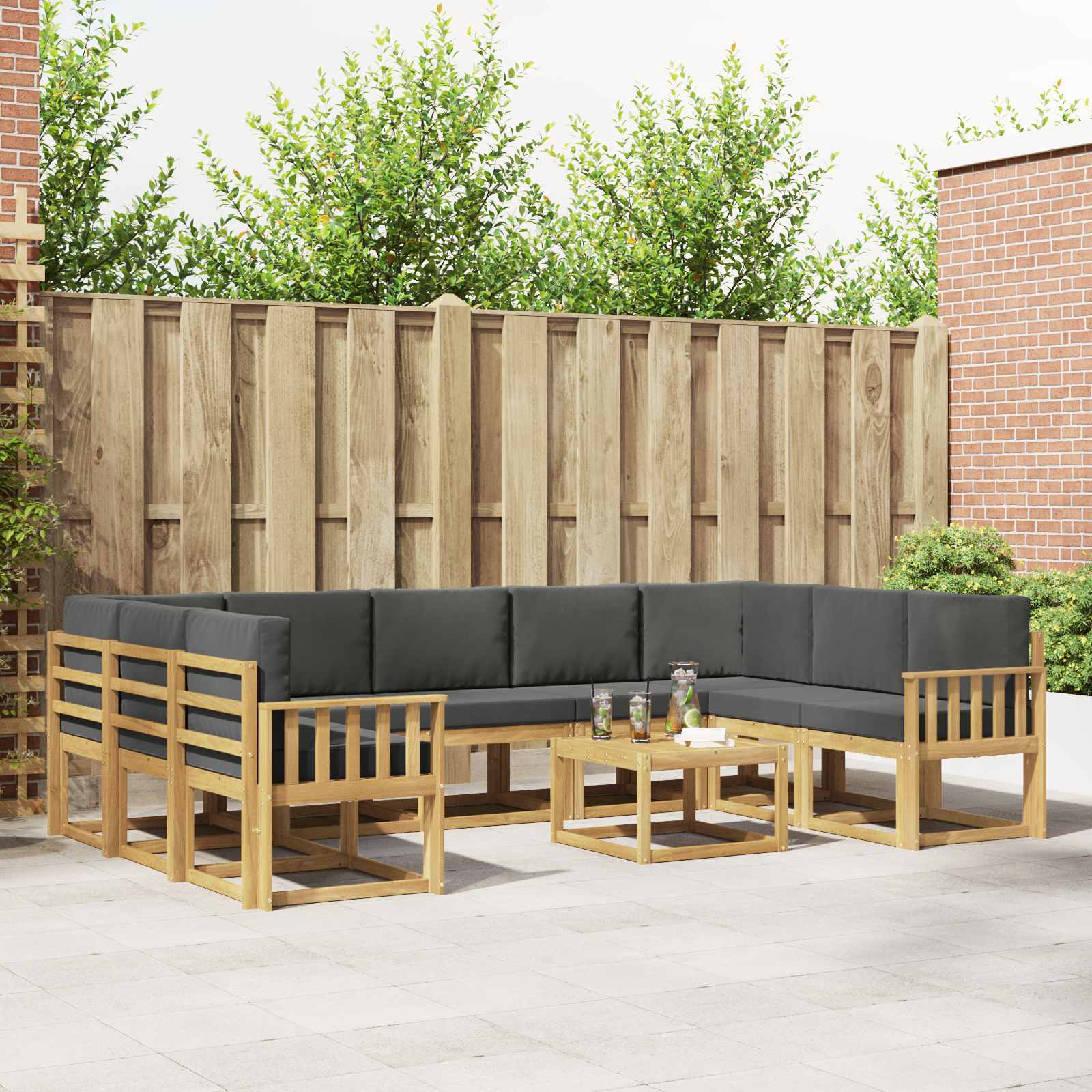 Set vanjskih sofa 10 pcs Bijela i antracit 59 x 59 x 37 cm