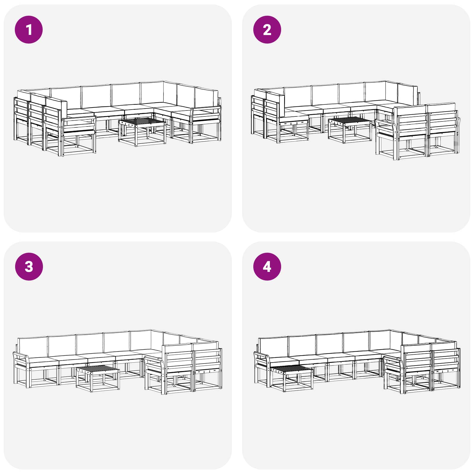 Set vanjskih sofa 10 pcs Bijela i bež 59 x 59 x 37 cm Poliester