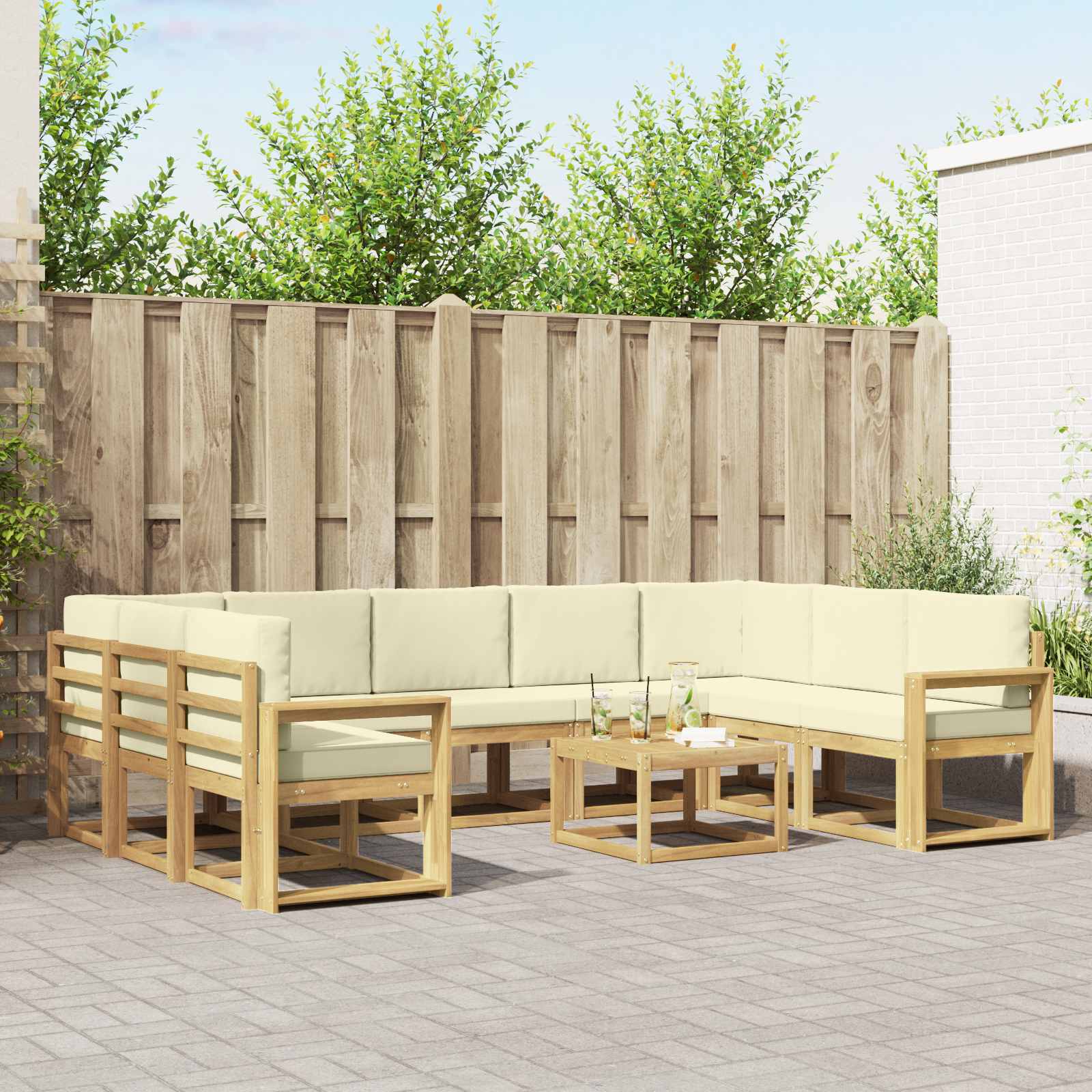 Set vanjskih sofa 10 pcs Bijela i krem 59 x 59 x 37 cm