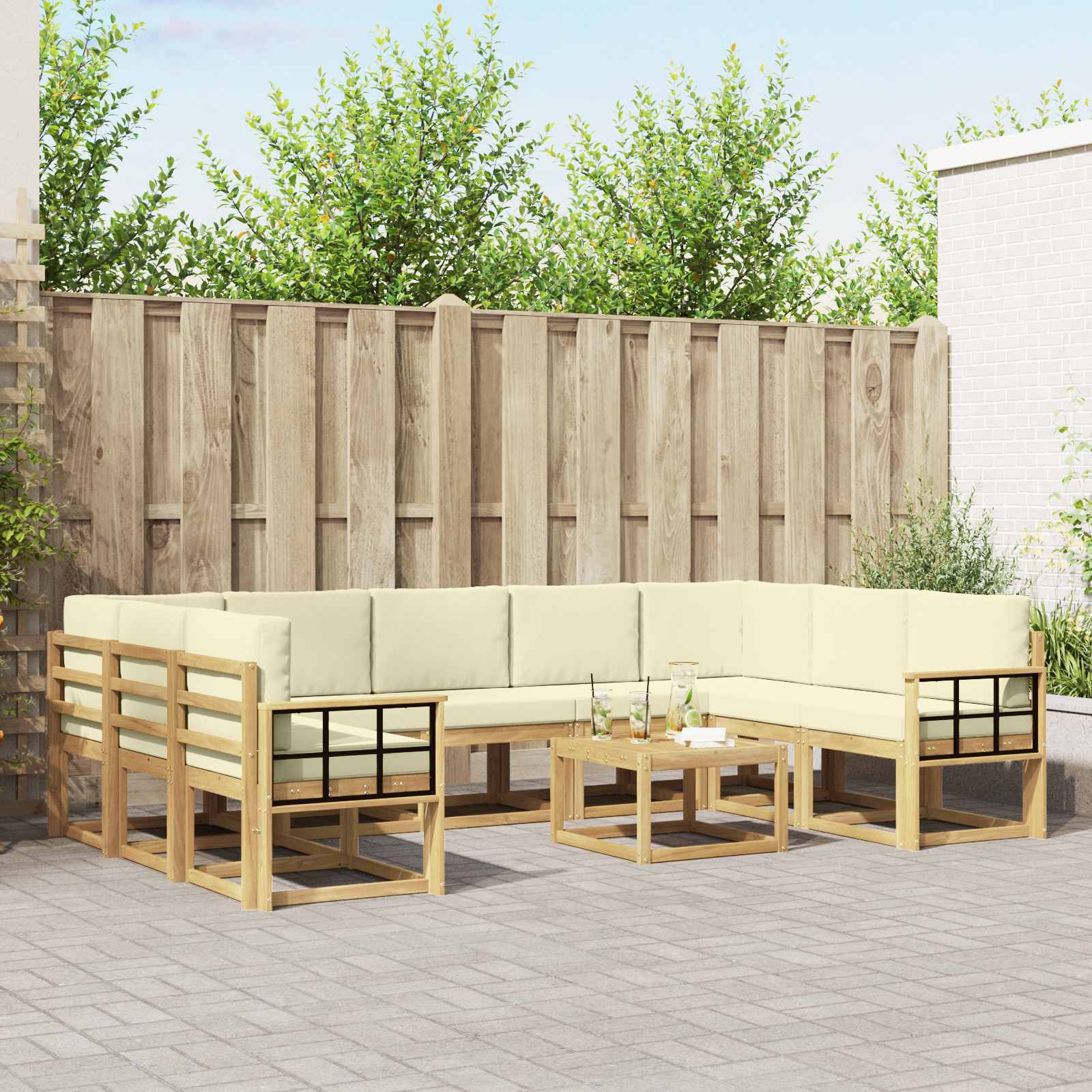 Set vanjskih sofa 10 pcs Bijela i krem 59 x 59 x 37 cm