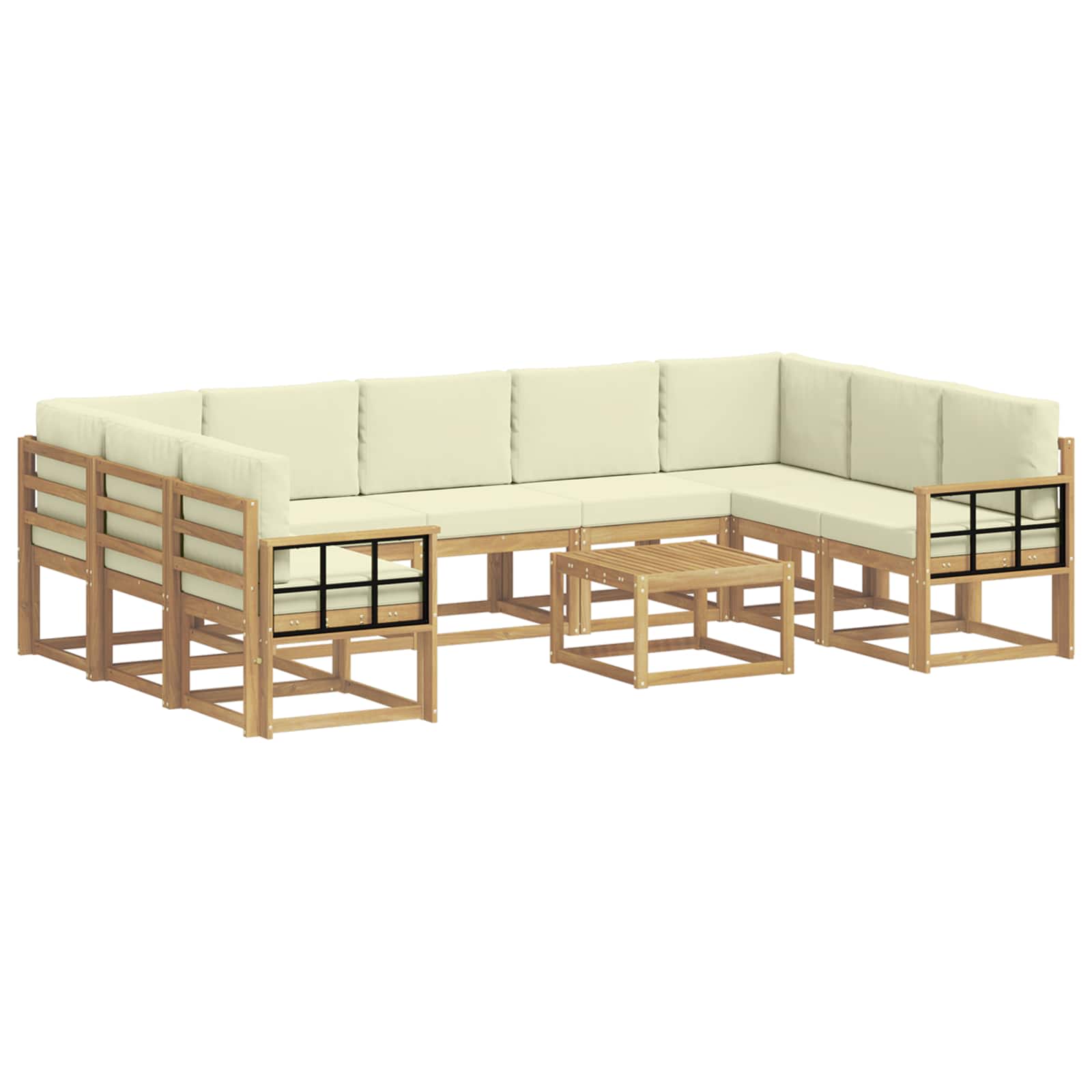 Set vanjskih sofa 10 pcs Bijela i krem 59 x 59 x 37 cm