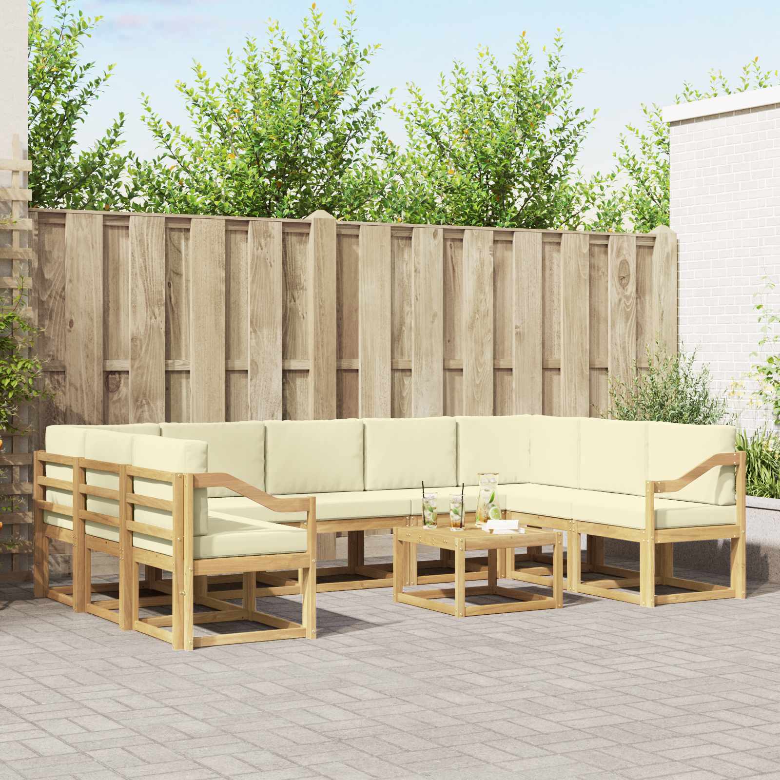 Set vanjskih sofa 10 pcs Bijela i krem 59 x 59 x 37 cm