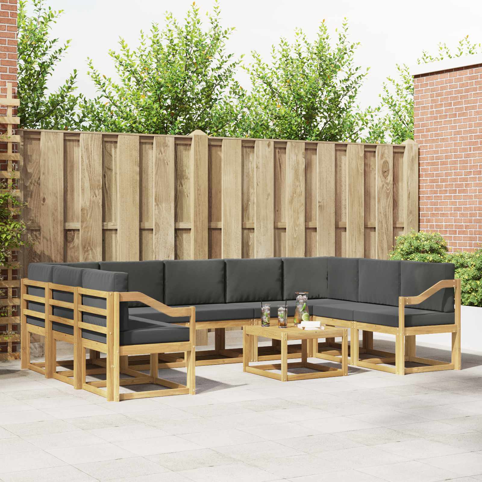 Set vanjskih sofa 10 pcs Bijela i antracit 59 x 59 x 37 cm