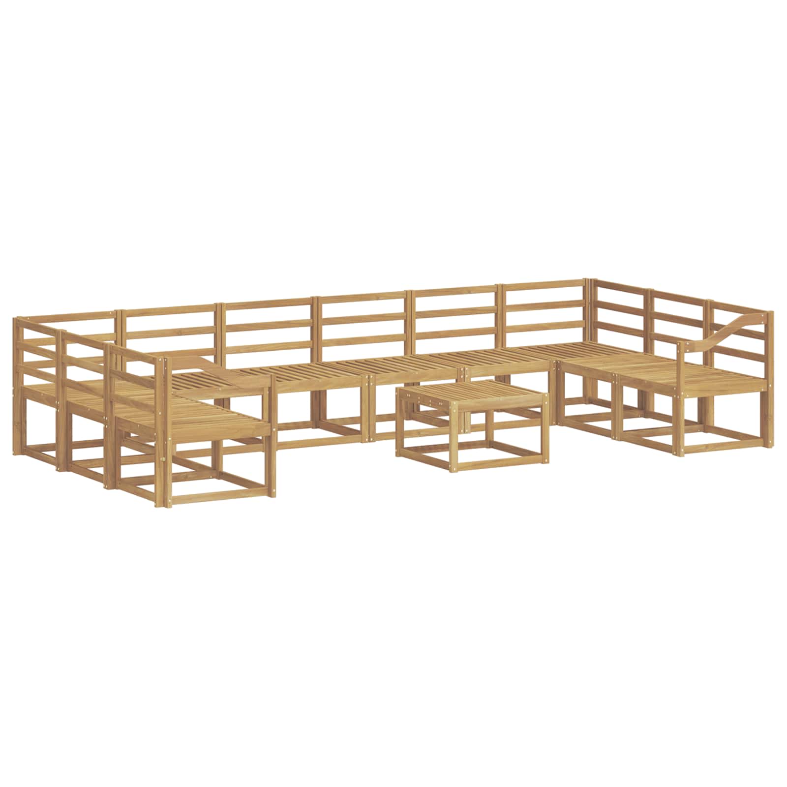 Set vanjskih sofa 11 pcs Bijela Čvrsto drvo akacije