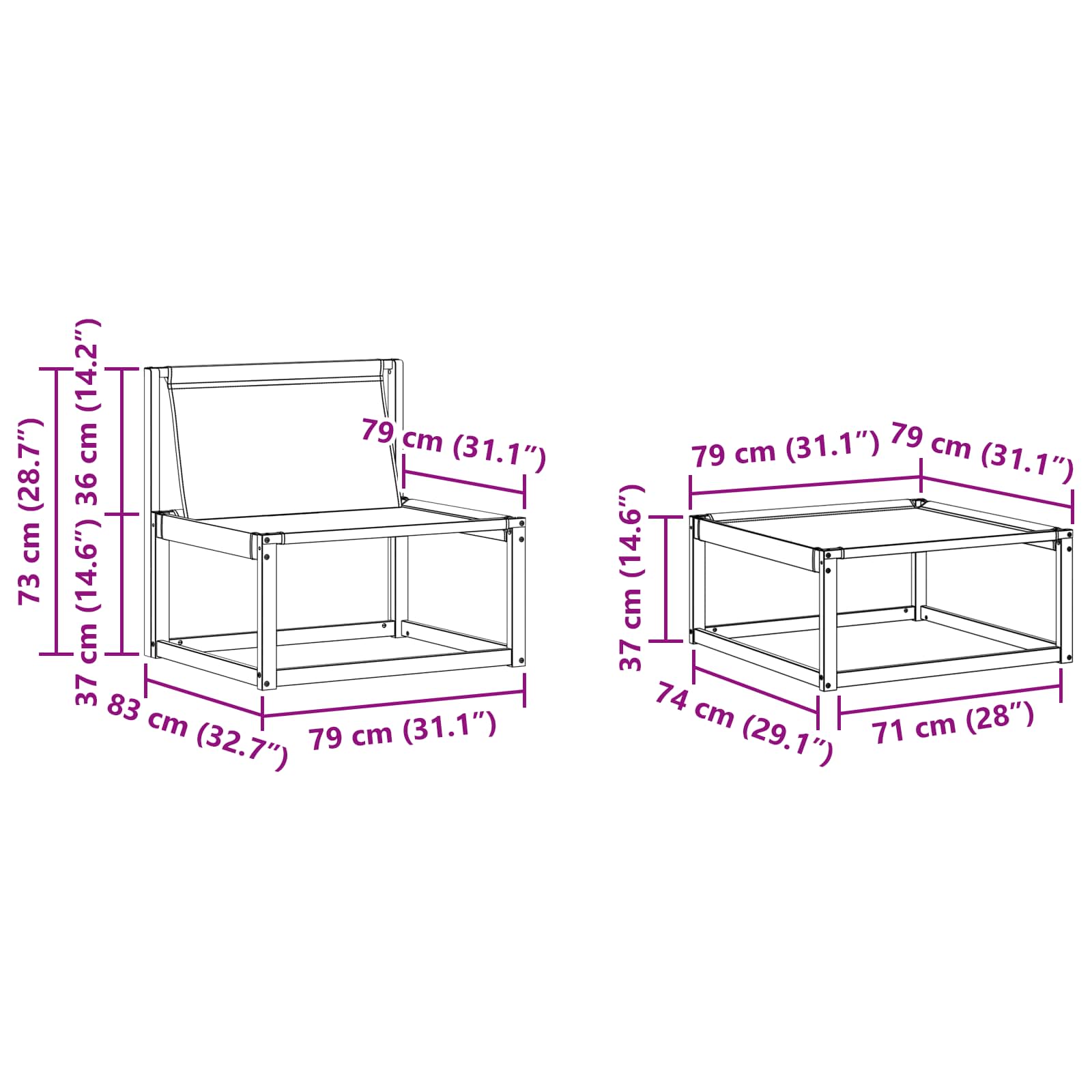 Set vanjskih sofa 6 pcs Bijela i crna