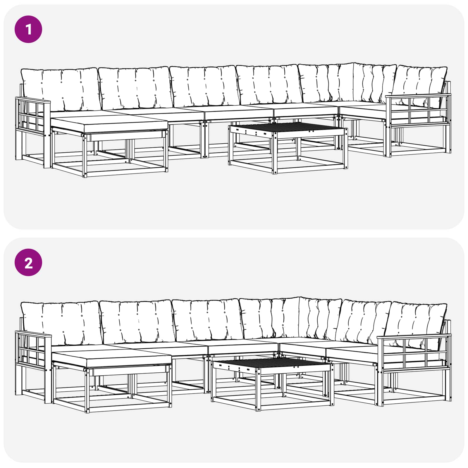 Set vanjskih sofa 8 pcs Bijela i crna Čvrsto drvo akacije