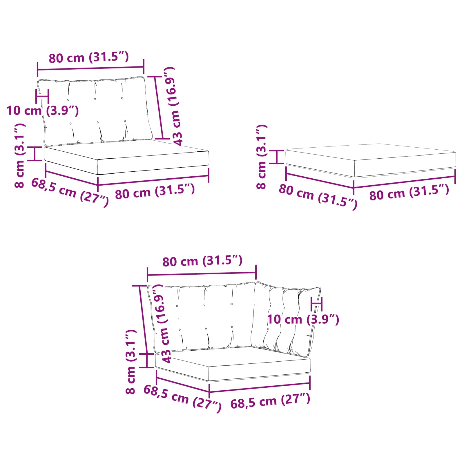 Set vanjskih sofa 8 pcs Čvrsto drvo akacije