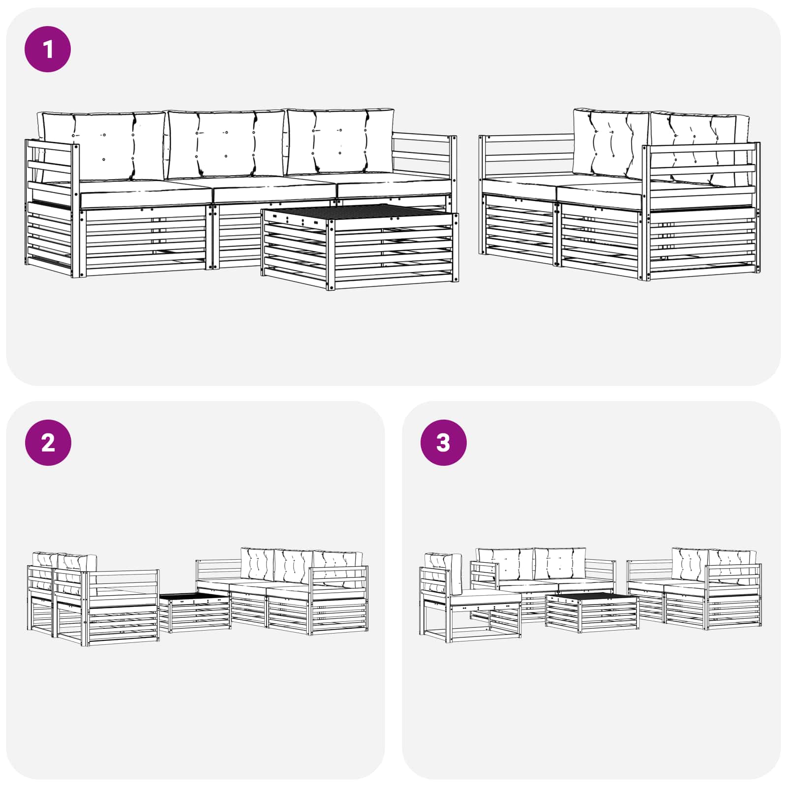 Set vanjskih sofa 6 pcs Bijela i bež