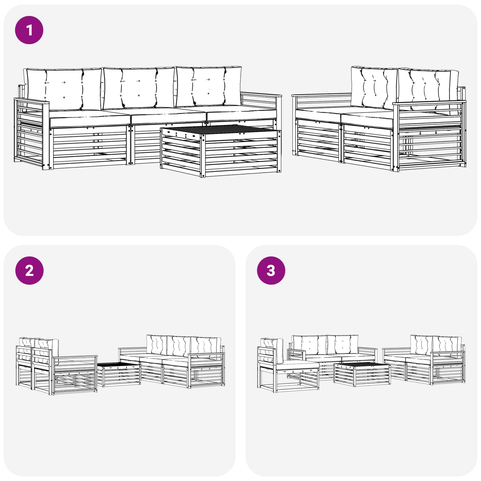 Set vanjskih sofa 6 pcs Bijela i bež