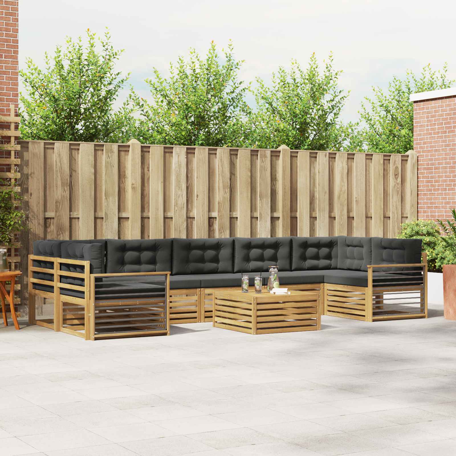Set vanjskih sofa 8 pcs Bijela i antracit Čvrsto drvo akacije