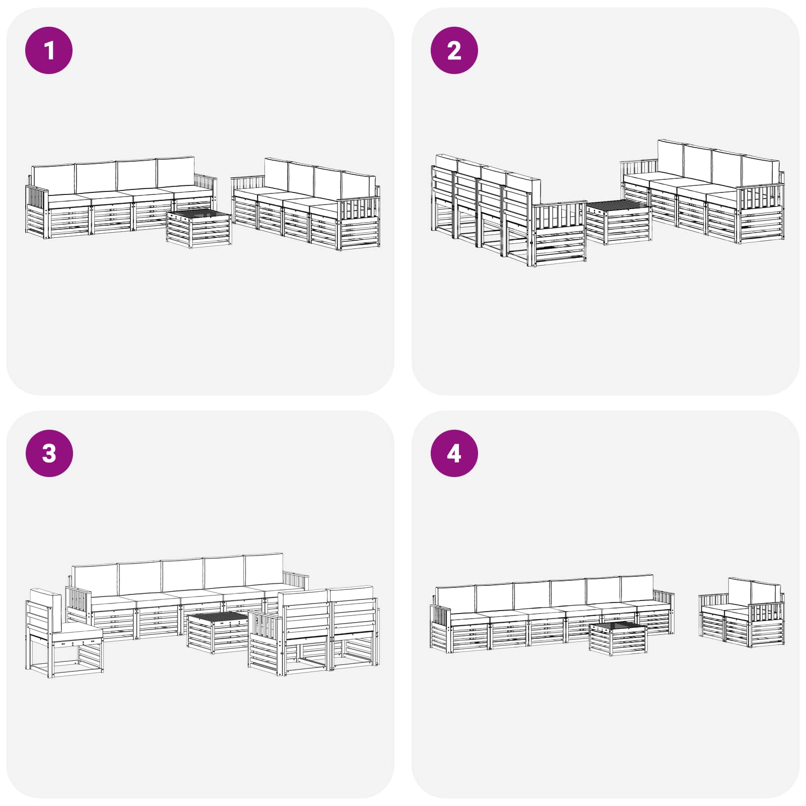 Set vanjskih sofa 9 pcs Bijela i svjetlosiva 59 x 59 x 37 cm