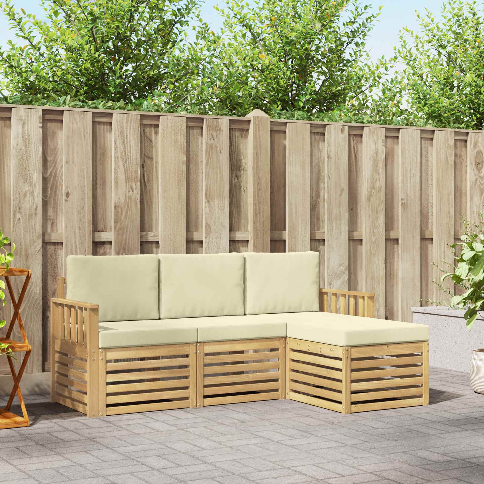 Set vanjskih sofa 4 pcs Bijela i krem 189,5 x 122,5 x 73 cm