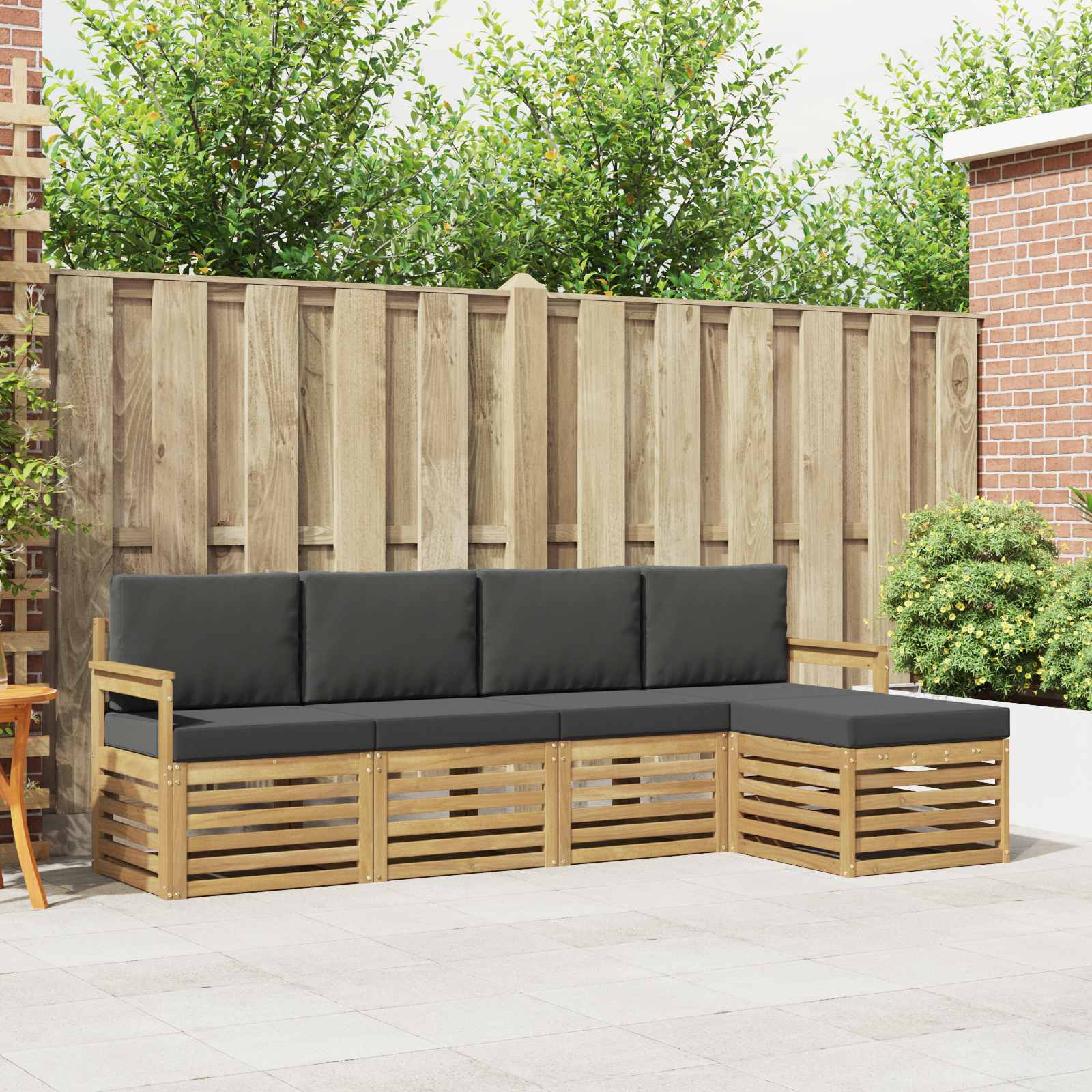 Set vanjskih sofa 5 pcs Bijela i antracit 249 x 122,5 x 73 cm
