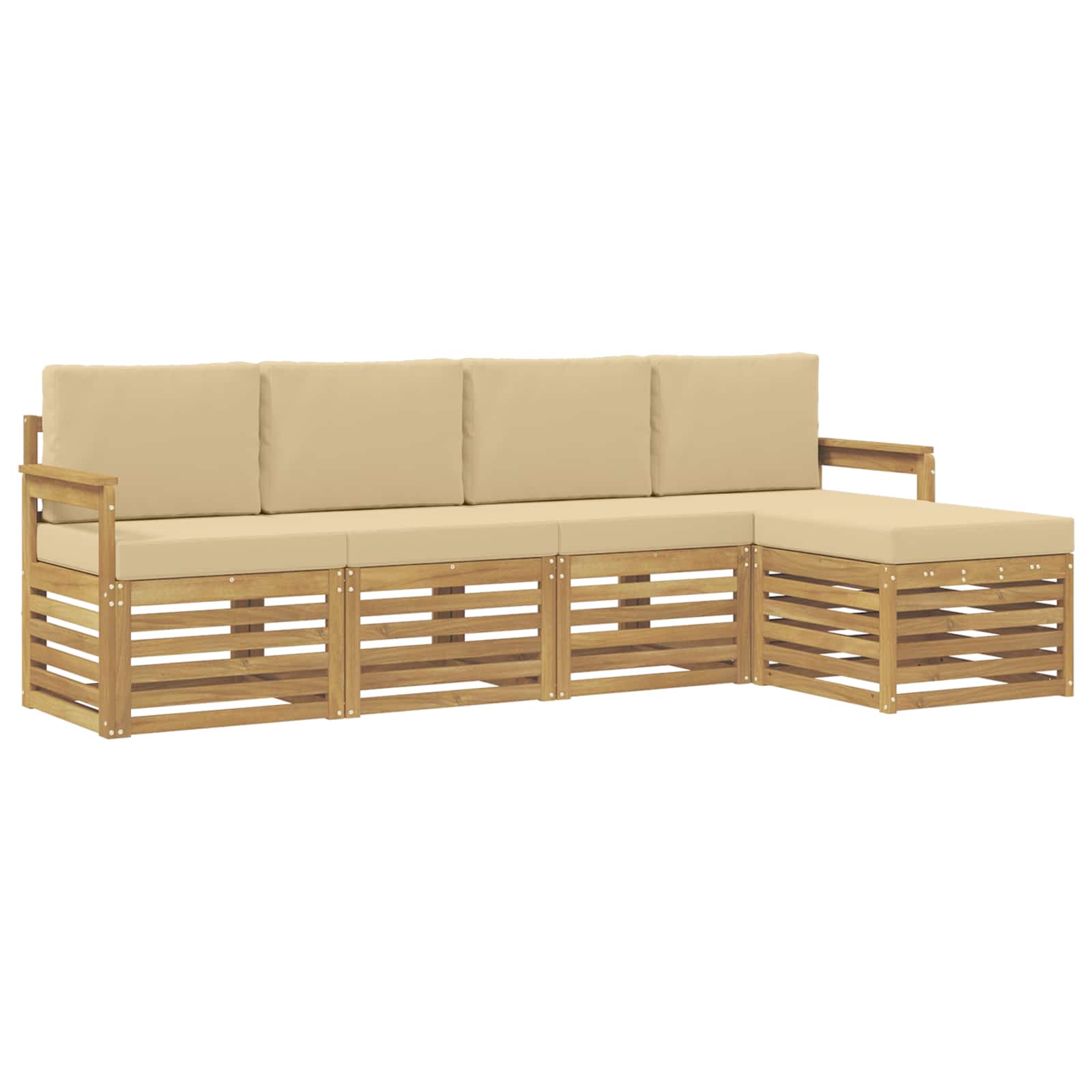 Set vanjskih sofa 5 pcs Bijela i bež 249 x 122,5 x 73 cm