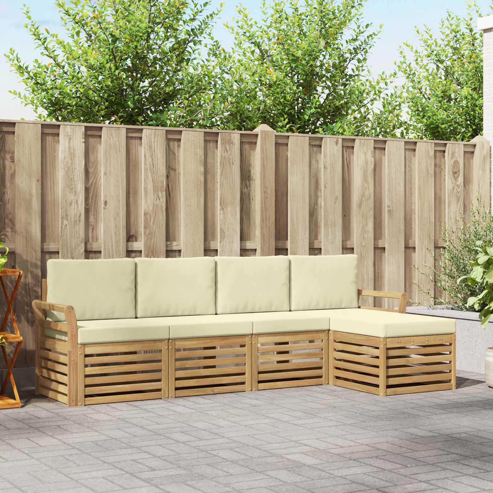 Set vanjskih sofa 5 pcs Bijela i krem 253 x 122,5 x 73 cm