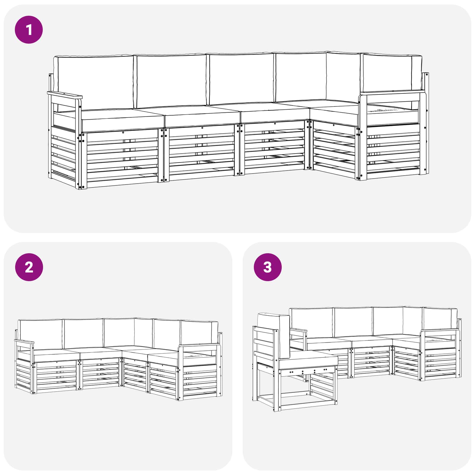 Set vanjskih sofa 5 pcs Bijela i antracit 247 x 128,5 x 73 cm
