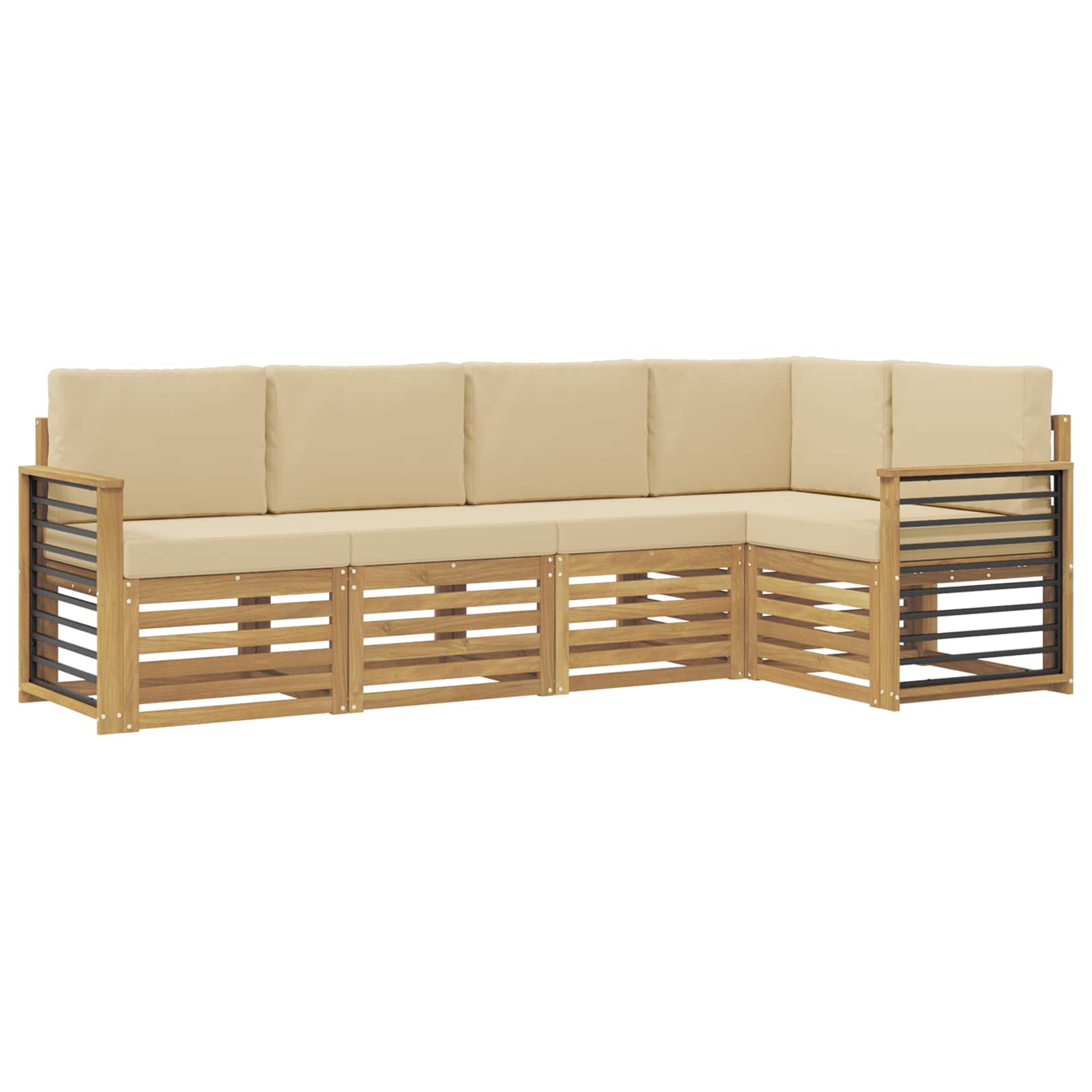 Set vanjskih sofa 5 pcs Bijela i bež 247 x 128,5 x 73 cm