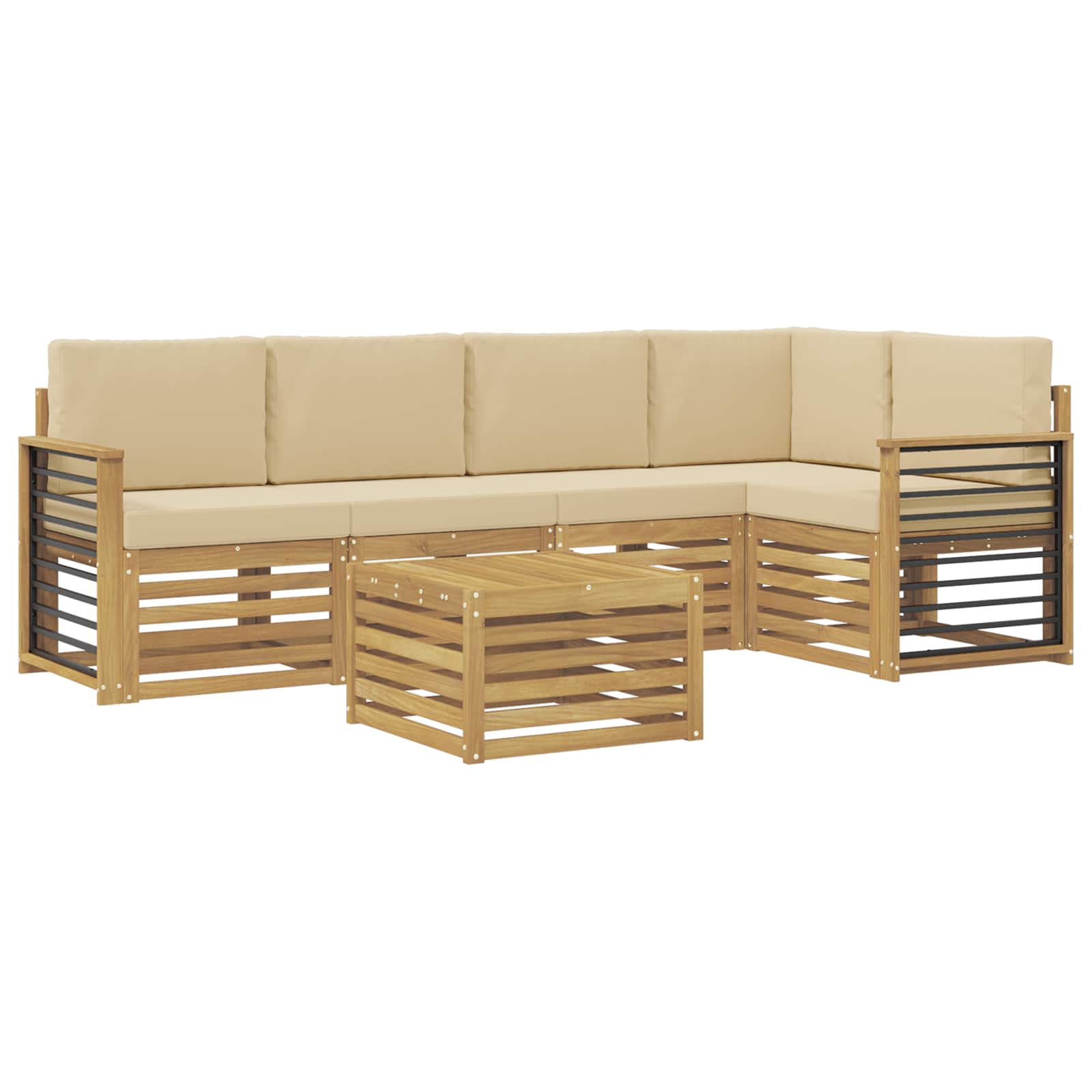 Set vanjskih sofa 6 pcs Bijela i bež 59 x 59 x 37 cm Poliester