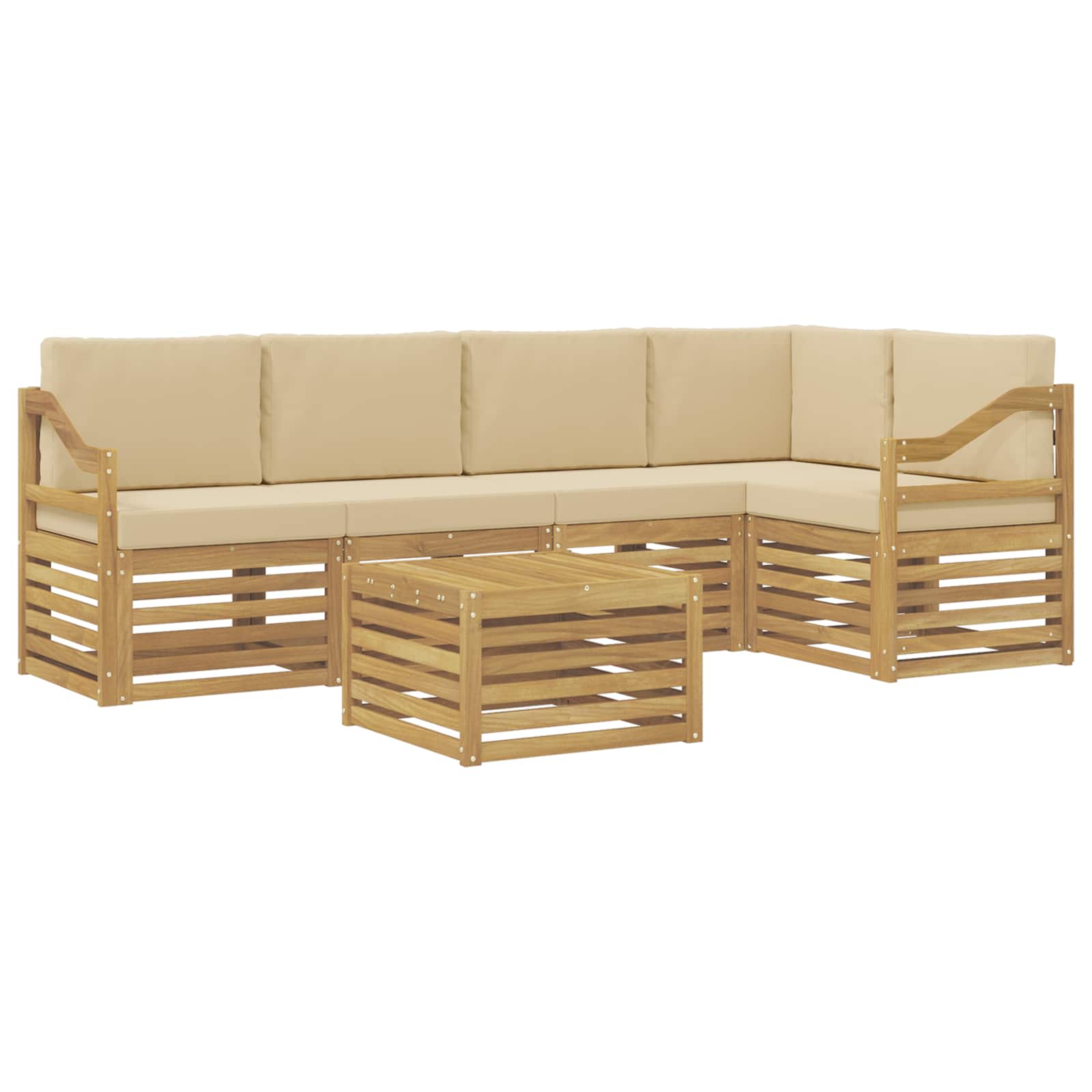 Set vanjskih sofa 6 pcs Bijela i bež 59 x 59 x 37 cm Poliester