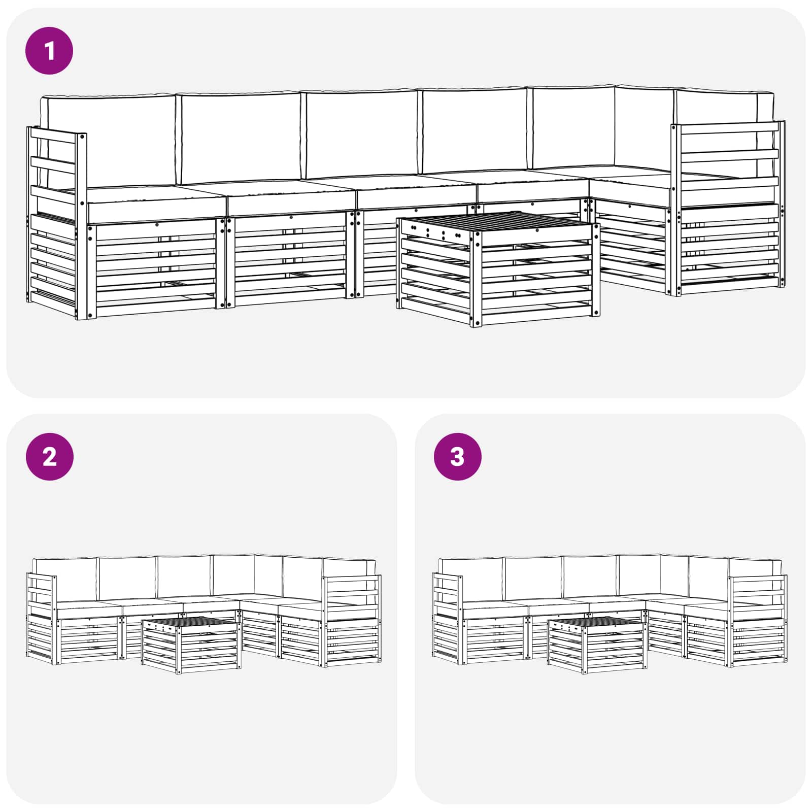 Set vanjskih sofa 7 pcs Bijela i svjetlosiva 59 x 59 x 37 cm